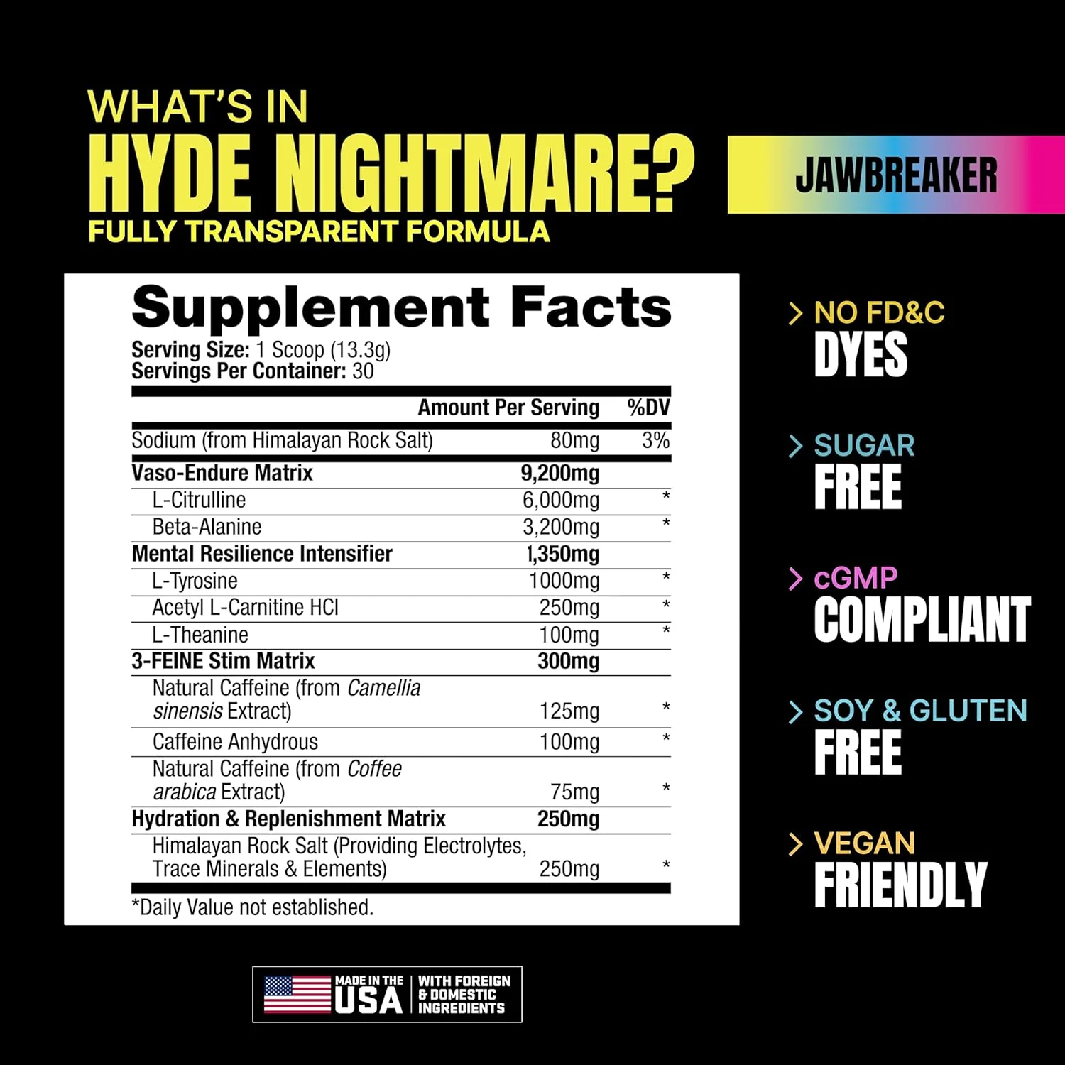 مکمل پودری قبل از تمرین آبرسان PS PROSUPPS Hyde Nightmare | پودر نوشیدنی انرژی زا برای تمرکز و استقامت | قبل از تمرین برای مردان، زنان | بتا آلانین، ال سیترولین، کافئین | 399 گرم 30 سروینگ (Jawbreaker) مکمل پودری قبل از تمرین آبرسان PS PROSUPPS Hyde Nightmare | پودر نوشیدنی انرژی زا برای تمرکز و استقامت | قبل از تمرین برای مردان، زنان | بتا آلانین، ال سیترولین، کافئین | 399 گرم 30 سروینگ (Jawbreaker)