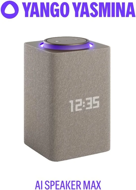 یانگو یاسمینا مکس | اسپیکر هوشمند با هوش مصنوعی | صدای دالبی، بیس غنی و جفت‌سازی استریو | صحبت به زبان انگلیسی و عربی | فیلم‌ها، سریال‌ها، موسیقی و قرآن نامحدود YangoPlay | معلم و مترجم کودکان | بژ