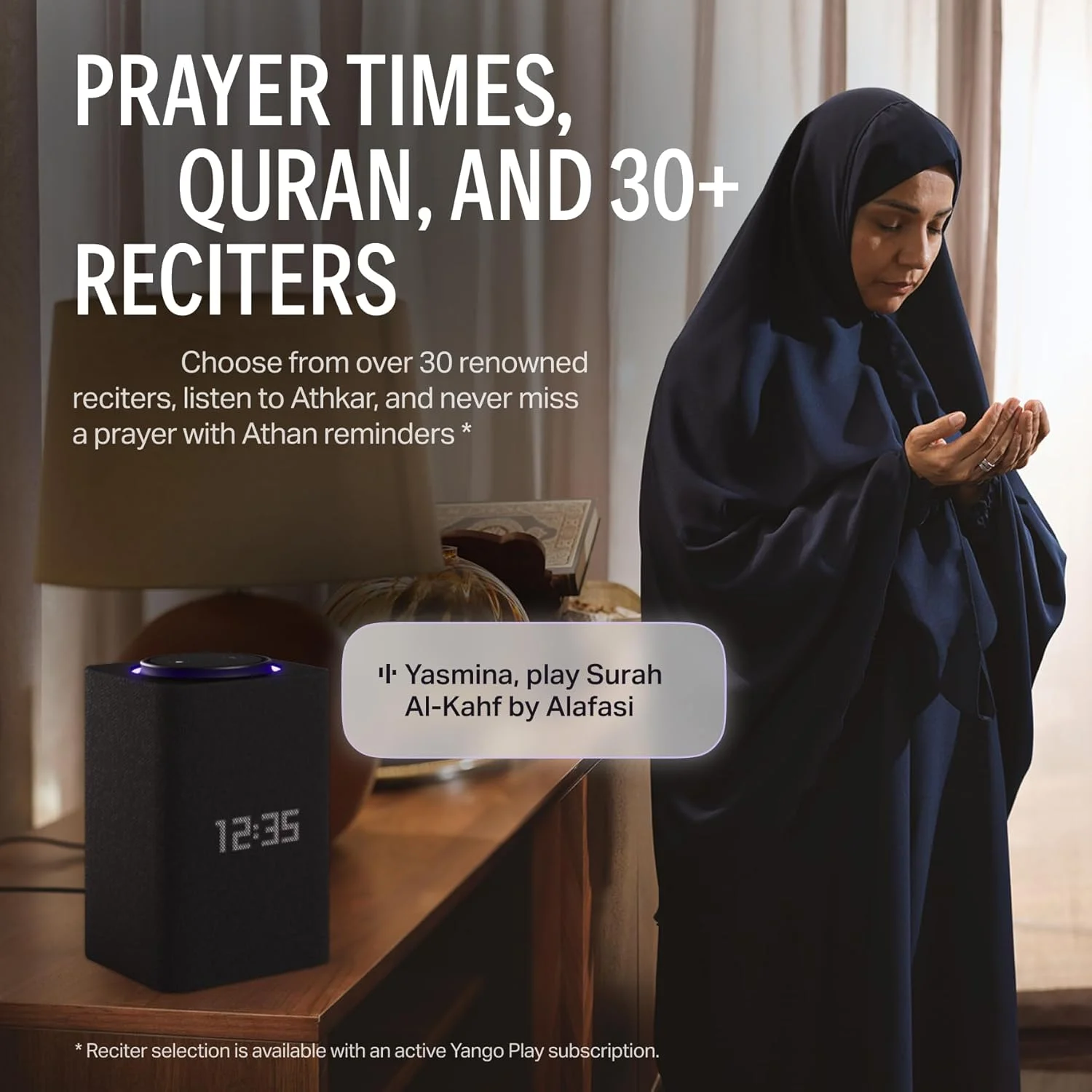 یانگو یاسمینا مکس | اسپیکر هوشمند با هوش مصنوعی | صدای دالبی، بیس غنی و جفت‌سازی استریو | صحبت به زبان انگلیسی و عربی | فیلم‌ها، سریال‌ها، موسیقی و قرآن نامحدود YangoPlay | معلم و مترجم کودکان | بژ