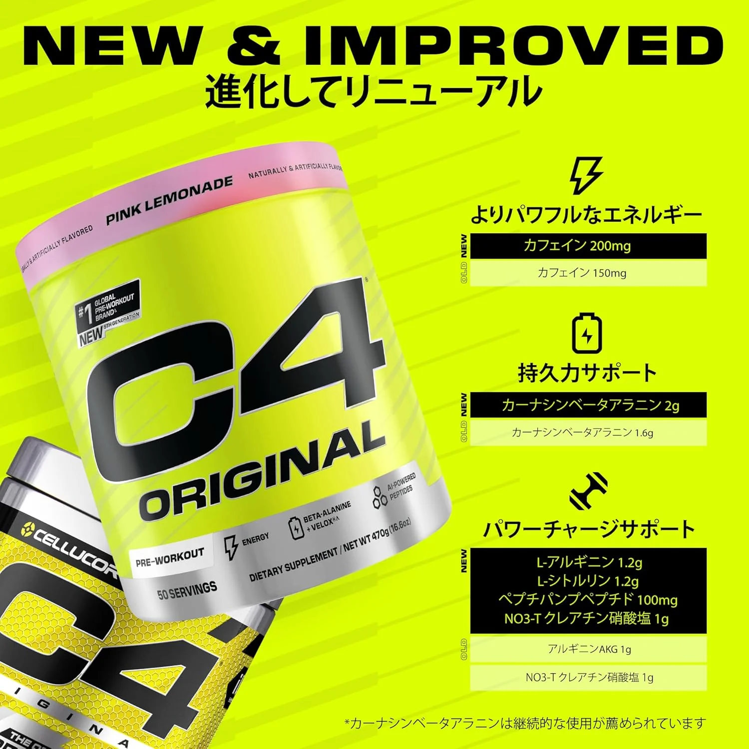 پودر پیش تمرینی C4 Original، انرژی انفجاری، تمرکز و استقامت با بتا آلانین، کراتین و آرژنین، طعم لیموناد صورتی، 50 سروینگ پودر پیش تمرینی C4 Original، انرژی انفجاری، تمرکز و استقامت با بتا آلانین، کراتین و آرژنین، طعم لیموناد صورتی، 50 سروینگ