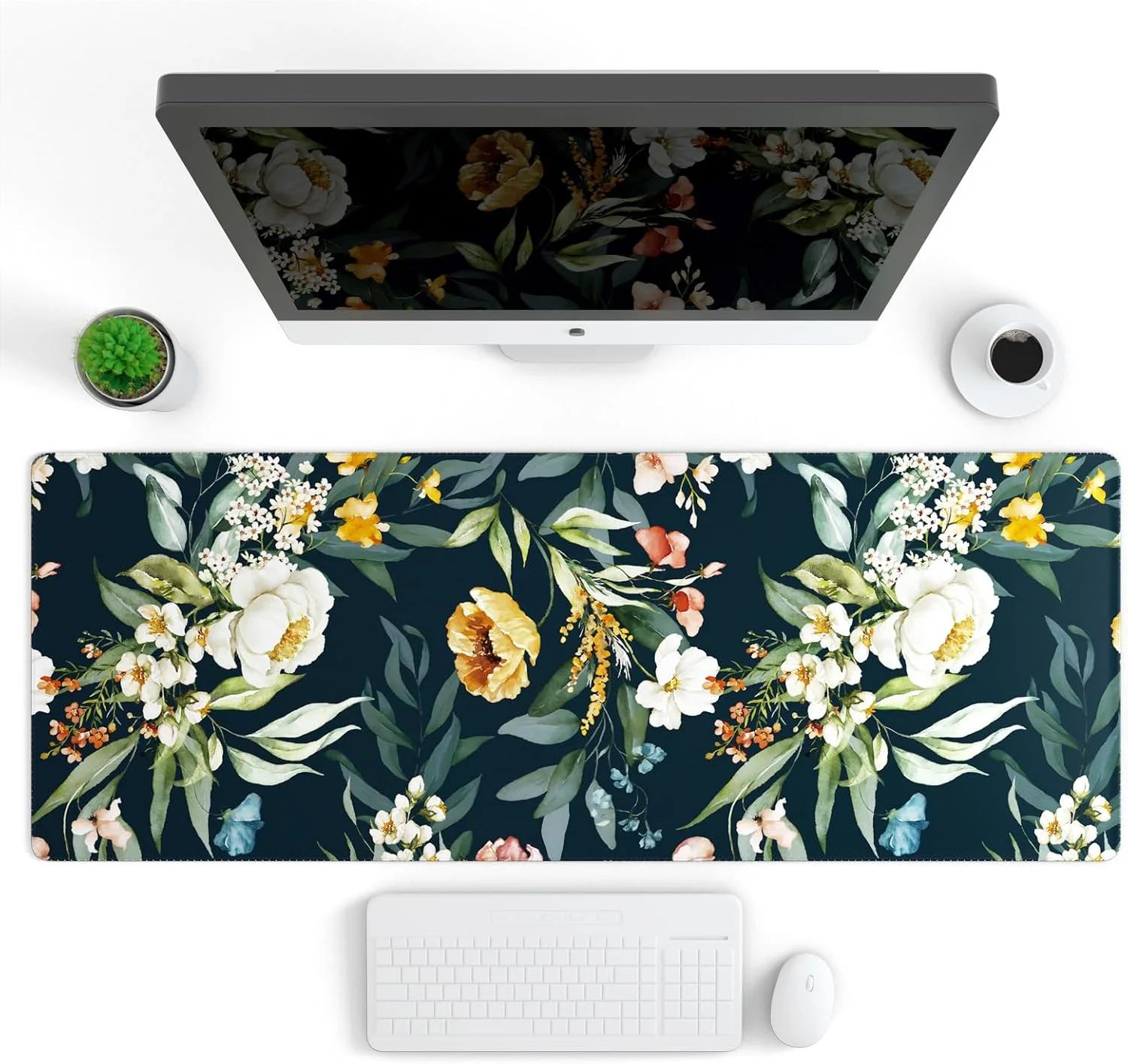 ماوس پد گیمینگ Ovenbird، گل صد تومانی قدیمی مشکی، پلی استر میکروفیبر و لاستیک، مستطیلی، 80x30 سانتی متر، XL، مشکی