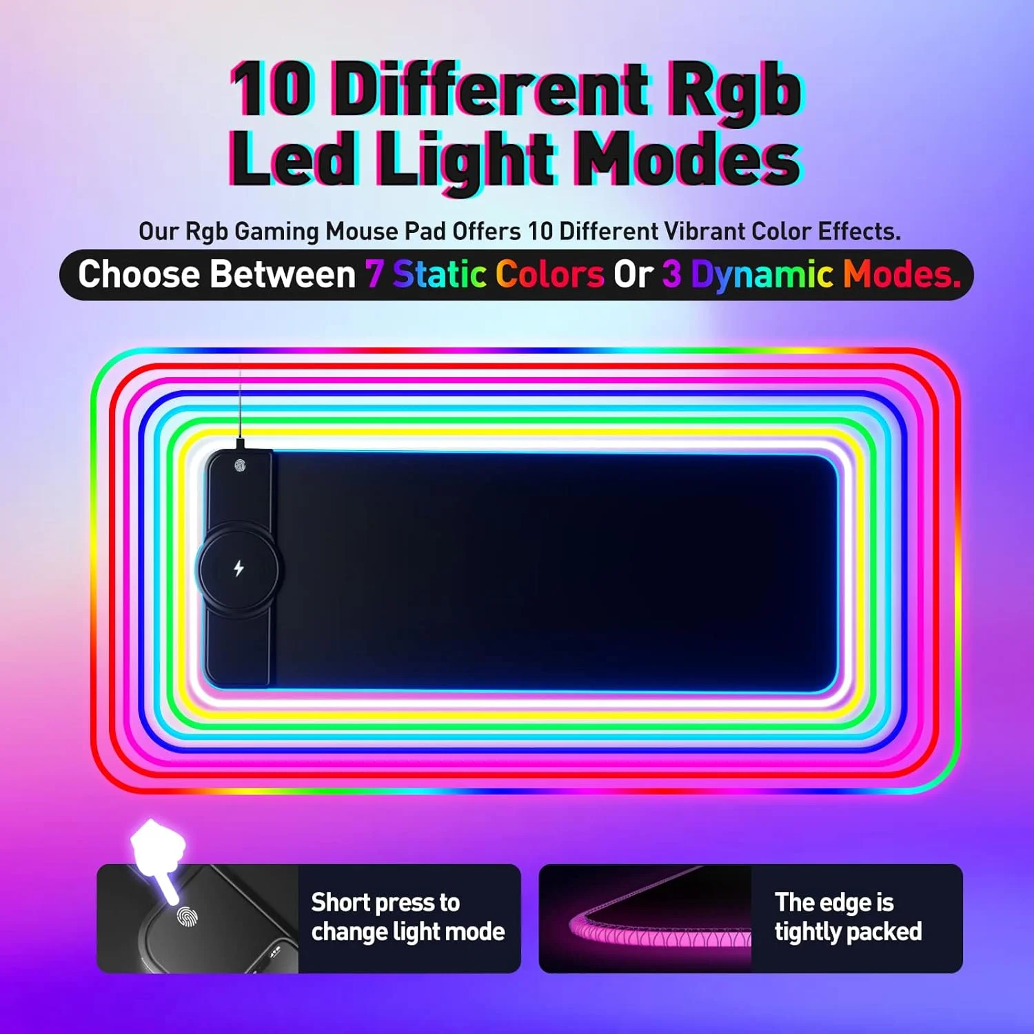 پد ماوس شارژ بی‌سیم NALACAL، 31.88" 12.2" پد ماوس گیمینگ RGB LED ارگونومیک با تکیه‌گاه مچ، پد گیمینگ LED بزرگ RGB برای بازی، مک‌بوک، کامپیوتر شخصی، لپ‌تاپ، میز