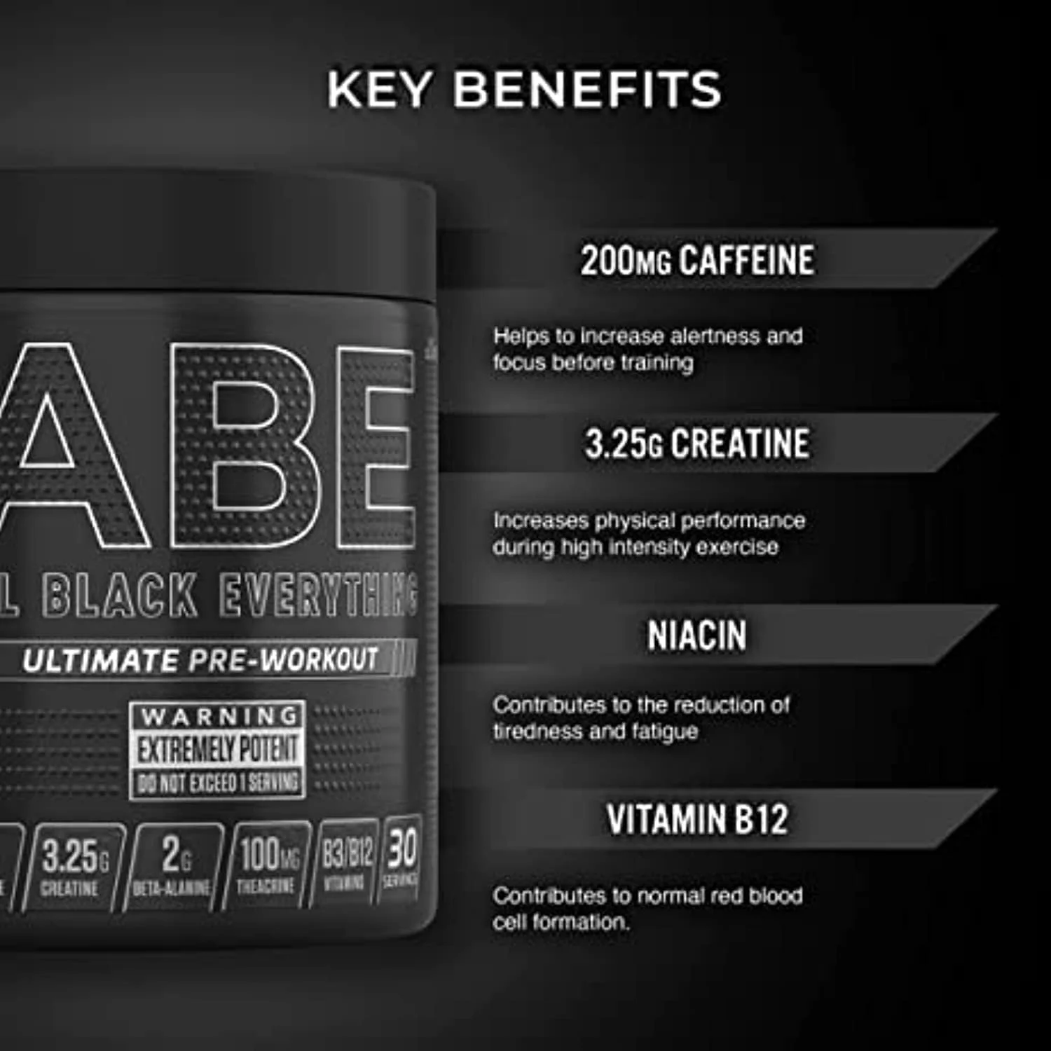 پودر مکمل قبل از تمرین Applied Nutrition ABE All Black Everything، انرژی، عملکرد فیزیکی با سیترولین، کراتین، بتا آلانین، کافئین، کمپلکس ویتامین B، 315 گرم، 30 سروینگ (پاستیل خرسی ترش) پودر مکمل قبل از تمرین Applied Nutrition ABE All Black Everything، انرژی، عملکرد فیزیکی با سیترولین، کراتین، بتا آلانین، کافئین، کمپلکس ویتامین B، 315 گرم، 30 سروینگ (پاستیل خرسی ترش)