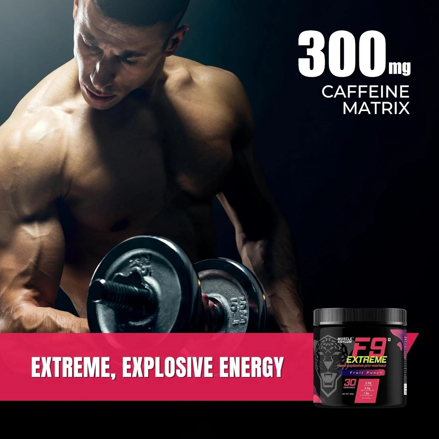 مکمل انرژی قبل از تمرین ماسل آسایلوم F9 اکستریم | کافئین بالا + بتا آلانین + EAA - بدون کراتین - 30 سروینگ، 300 گرم + بسته آزمایشی رایگان (پانچ میوه) مکمل انرژی قبل از تمرین ماسل آسایلوم F9 اکستریم | کافئین بالا + بتا آلانین + EAA - بدون کراتین - 30 سروینگ، 300 گرم + بسته آزمایشی رایگان (پانچ میوه)