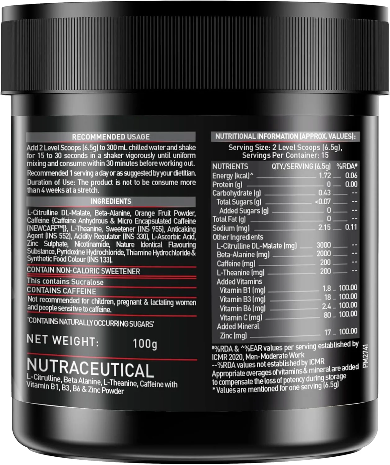 مکمل قبل از تمرین MuscleBlaze 200 Xtreme، 200 میلی گرم کافئین، 200 میلی گرم تیانین، 2000 میلی گرم بتا آلانین، 3000 میلی گرم سیترولین (بری بولت، 100 گرم، 15 سروینگ)، پودر، بسته 1 عددی مکمل قبل از تمرین MuscleBlaze 200 Xtreme، 200 میلی گرم کافئین، 200 میلی گرم تیانین، 2000 میلی گرم بتا آلانین، 3000 میلی گرم سیترولین (بری بولت، 100 گرم، 15 سروینگ)، پودر، بسته 1 عددی
