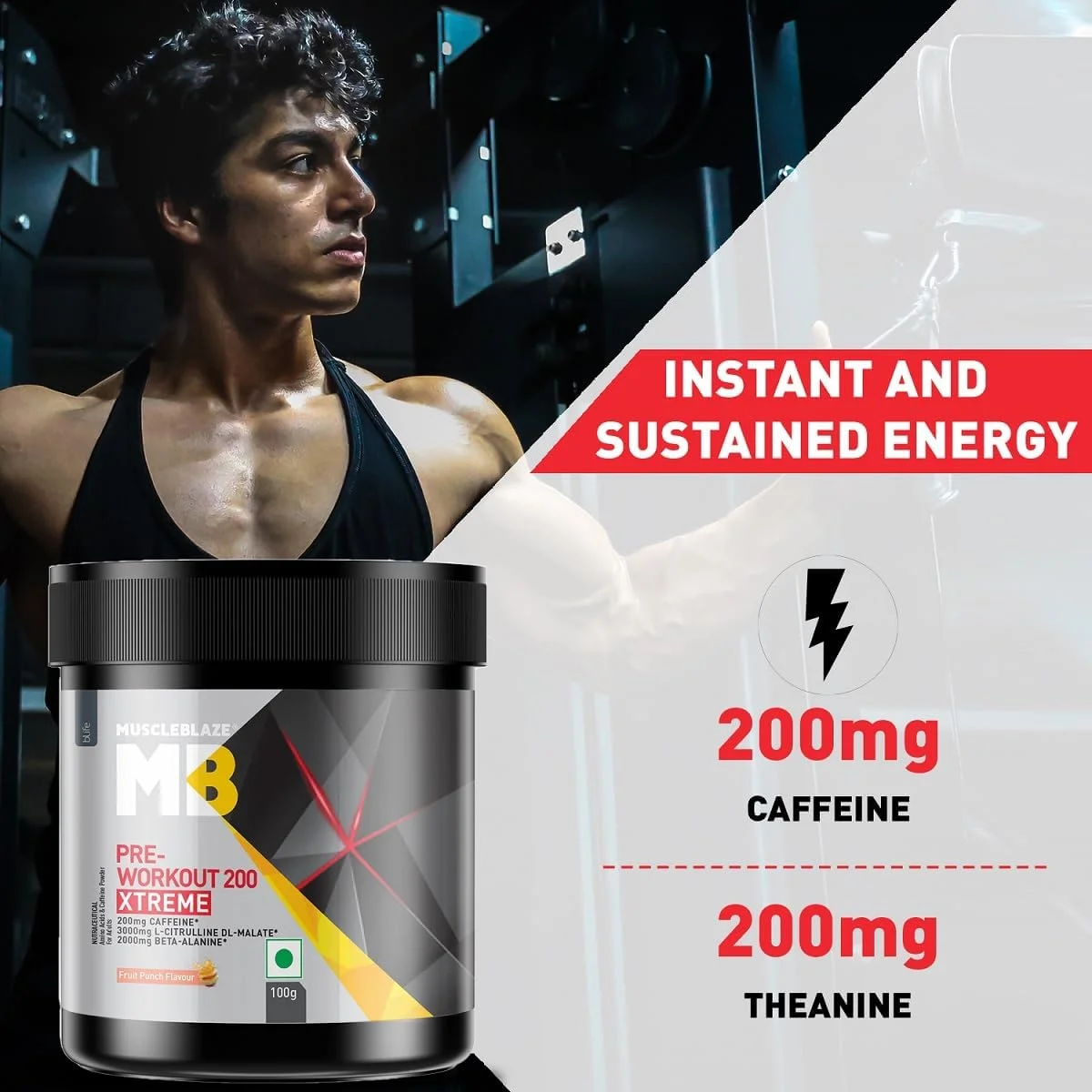 مکمل قبل از تمرین ماسل بلز (طعم پانچ میوه، بسته 100 گرمی، 15 سروینگ) 200 Xtreme، 200 میلی گرم کافئین، 200 میلی گرم تیانین، 2000 میلی گرم بتا آلانین، 3000 میلی گرم سیترولین مکمل قبل از تمرین ماسل بلز (طعم پانچ میوه، بسته 100 گرمی، 15 سروینگ) 200 Xtreme، 200 میلی گرم کافئین، 200 میلی گرم تیانین، 2000 میلی گرم بتا آلانین، 3000 میلی گرم سیترولین