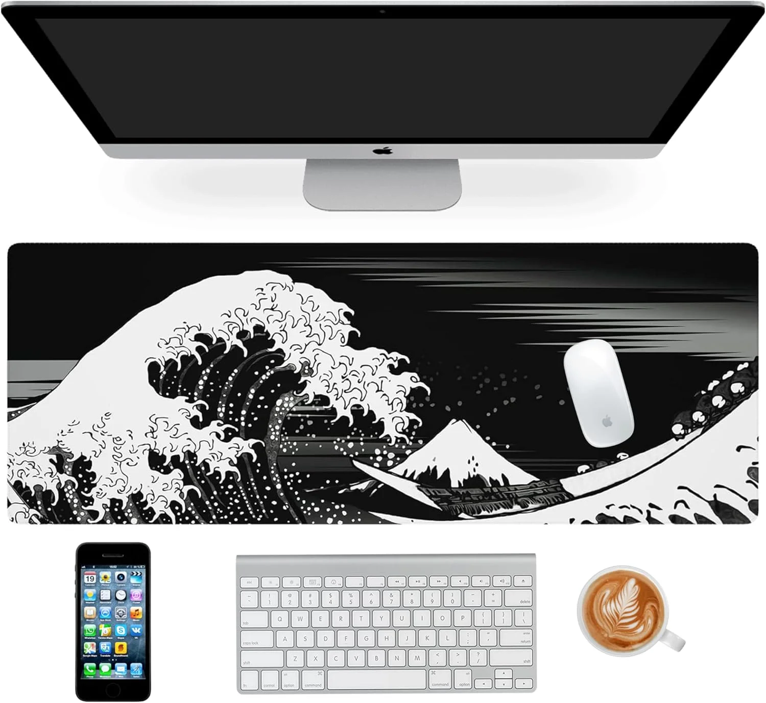 ماوس پد بزرگ مخصوص بازی برای میز - ماوس پد کامپیوتر گیمینگ بزرگ با لبه های دوخته شده - ماوس پد ضد لغزش پد خنک کننده میز برای صفحه کلید و ماوس، 31.5 x 11.8 اینچ (مشکی)