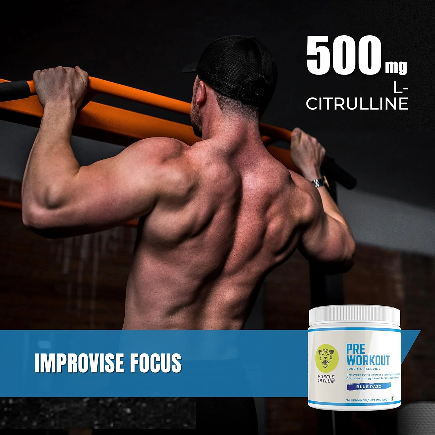 پودر مکمل قبل از تمرین Muscle Asylum | 180 گرم، 30 سروینگ | بلورزبری | دارای گزارش آزمایشگاهی معتبر | افزایش انرژی و استقامت | بهبود تمرکز | تسریع ریکاوری | 1 گرم BCAA | 3 گرم بتا آلانین | حاوی 1.5 گرم کافئین