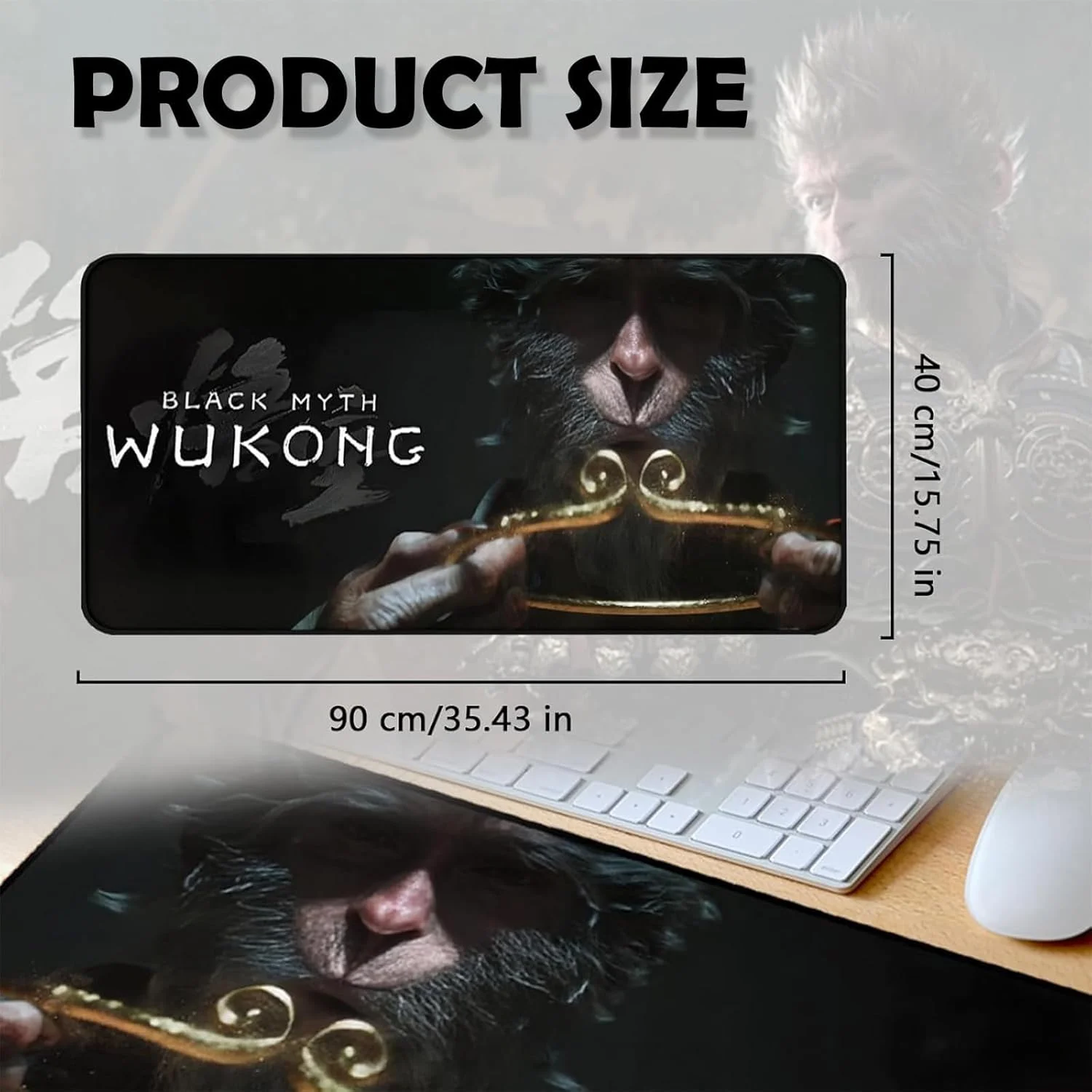 ماوس پد گیمینگ Black Myth Wu Kong، زیرانداز میز 35 * 15 اینچ، پد ماوس/کیبورد با طرح باحال پادشاه میمون، سطح نرم بزرگ 90 * 40 سانتی متر برای گیمرها، دکور رومیزی، پایه ضد لغزش، لبه های دوخته شده بادوام (B) ماوس پد گیمینگ Black Myth Wu Kong، زیرانداز میز 35 * 15 اینچ، پد ماوس/کیبورد با طرح باحال پادشاه میمون، سطح نرم بزرگ 90 * 40 سانتی متر برای گیمرها، دکور رومیزی، پایه ضد لغزش، لبه های دوخته شده بادوام (B)