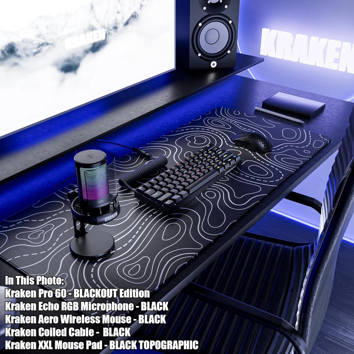 موس پد گیمینگ طرح توپوگرافی مشکی Kraken Keyboards DRIP XXL - موس پد حرفه ای مشکی - زیرانداز مشکی میز گیمینگ - 36" x 16" اکستندد موس پد گیمینگ طرح توپوگرافی مشکی Kraken Keyboards DRIP XXL - موس پد حرفه ای مشکی - زیرانداز مشکی میز گیمینگ - 36" x 16" اکستندد