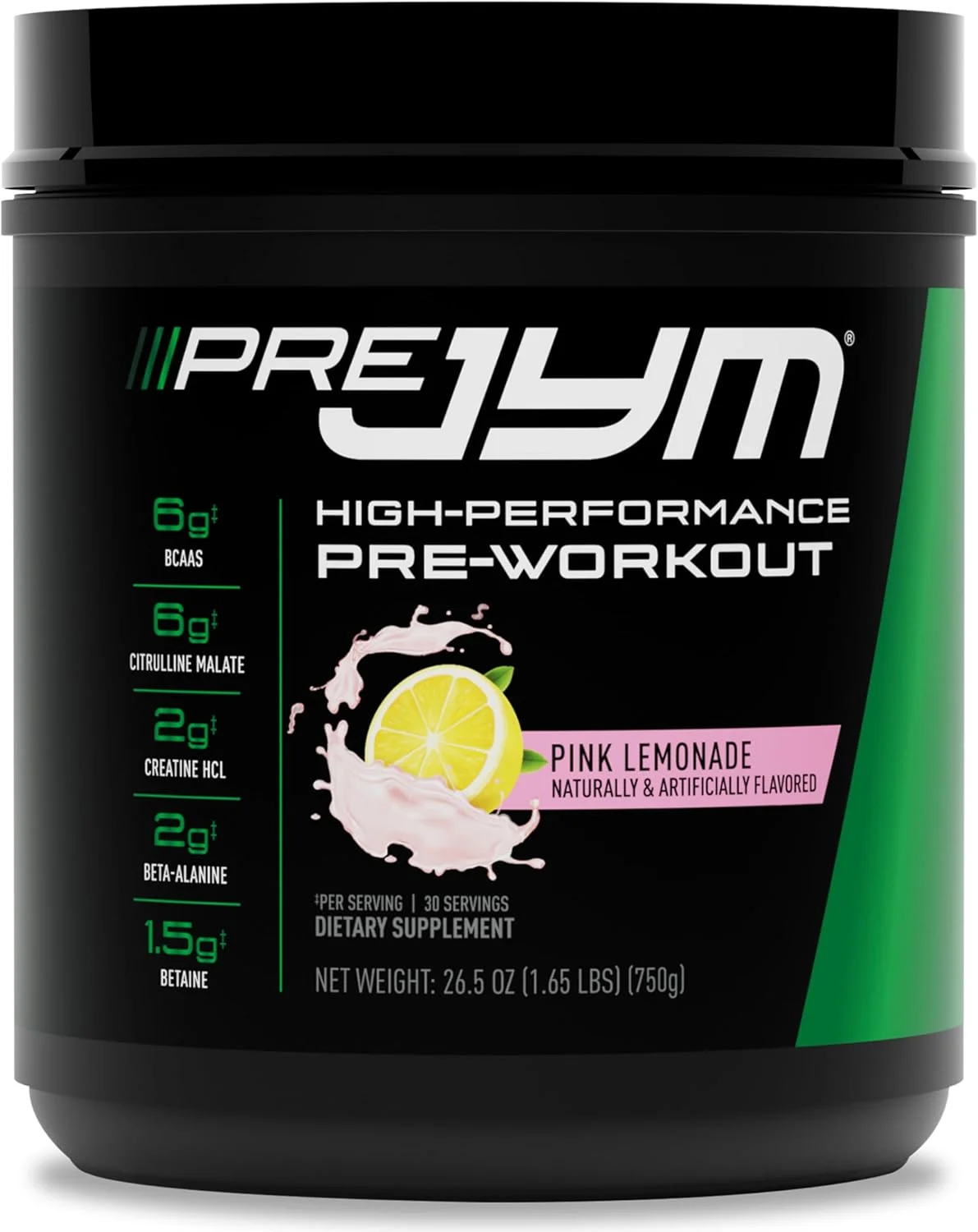 پودر مکمل قبل از تمرین JYM Supplement Science با طعم لیموناد صورتی - حاوی BCAA، نوتروپیک ها، کراتین HCI، سیترولین، بتا آلانین، بتائین، تورین، هوپرزین، 30 سروینگ