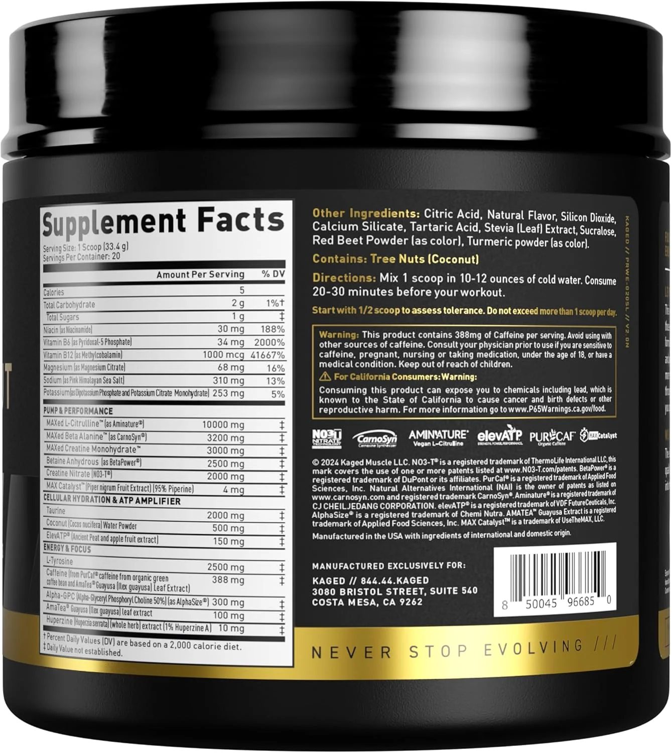 پودر مکمل قبل از تمرین Kaged Pre-Workout Elite | محرک قوی برای انرژی، تمرکز، پمپ عضلانی | ال-سیترولین، بتا آلانین، کراتین و 388 میلی گرم کافئین ارگانیک | طعم لیموناد گیلاس پودر مکمل قبل از تمرین Kaged Pre-Workout Elite | محرک قوی برای انرژی، تمرکز، پمپ عضلانی | ال-سیترولین، بتا آلانین، کراتین و 388 میلی گرم کافئین ارگانیک | طعم لیموناد گیلاس