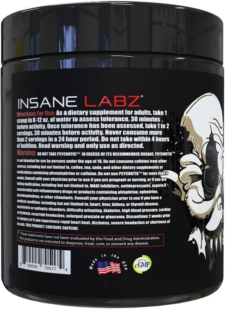 پودر پیش تمرین محرک متوسط Insane Labz Psychotic Black Edition، انرژی، تمرکز، پمپ، دارای کراتین، بتا آلانین، تورین، سوخت رسانی شده توسط AMPiberry، 35 سروینگ (هندوانه) پودر پیش تمرین محرک متوسط Insane Labz Psychotic Black Edition، انرژی، تمرکز، پمپ، دارای کراتین، بتا آلانین، تورین، سوخت رسانی شده توسط AMPiberry، 35 سروینگ (هندوانه)