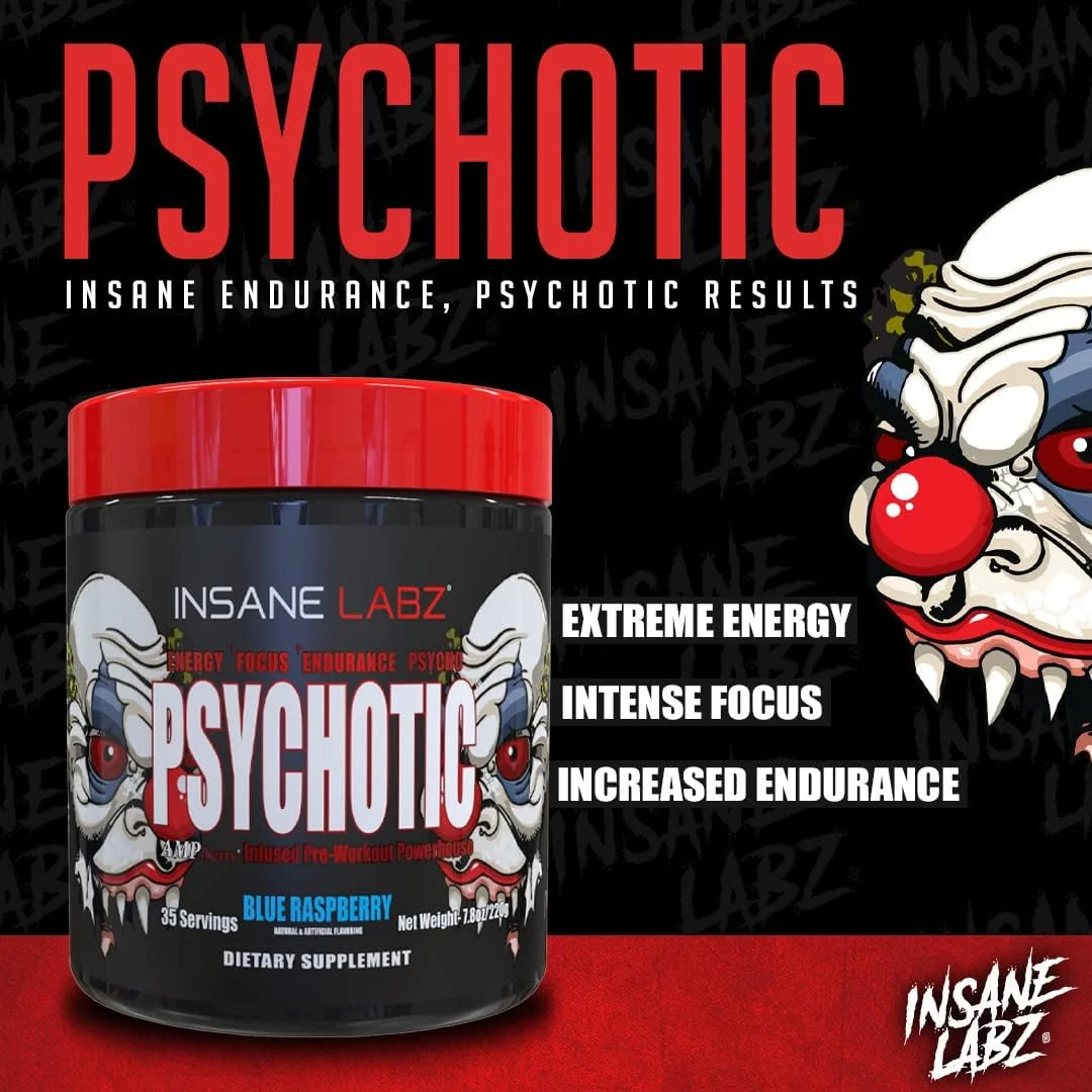 پودر پیش تمرینی محرک قوی Insane Labz Psychotic، انرژی ماندگار و شدید، تمرکز و استقامت با بتا آلانین، کراتین مونوهیدرات DMAE، 35 سروینگ (پرتقال هاوایی) پودر پیش تمرینی محرک قوی Insane Labz Psychotic، انرژی ماندگار و شدید، تمرکز و استقامت با بتا آلانین، کراتین مونوهیدرات DMAE، 35 سروینگ (پرتقال هاوایی)