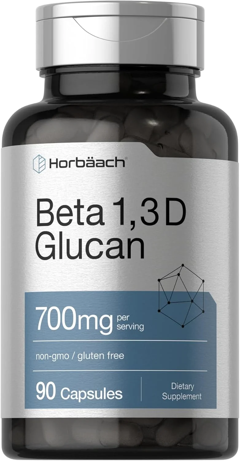 هورباخ بتا گلوکان 1,3D 500 میلی گرم 90 کپسول غیر GMO، مکمل بدون گلوتن بتا 1,3/1,6 D گلوکان