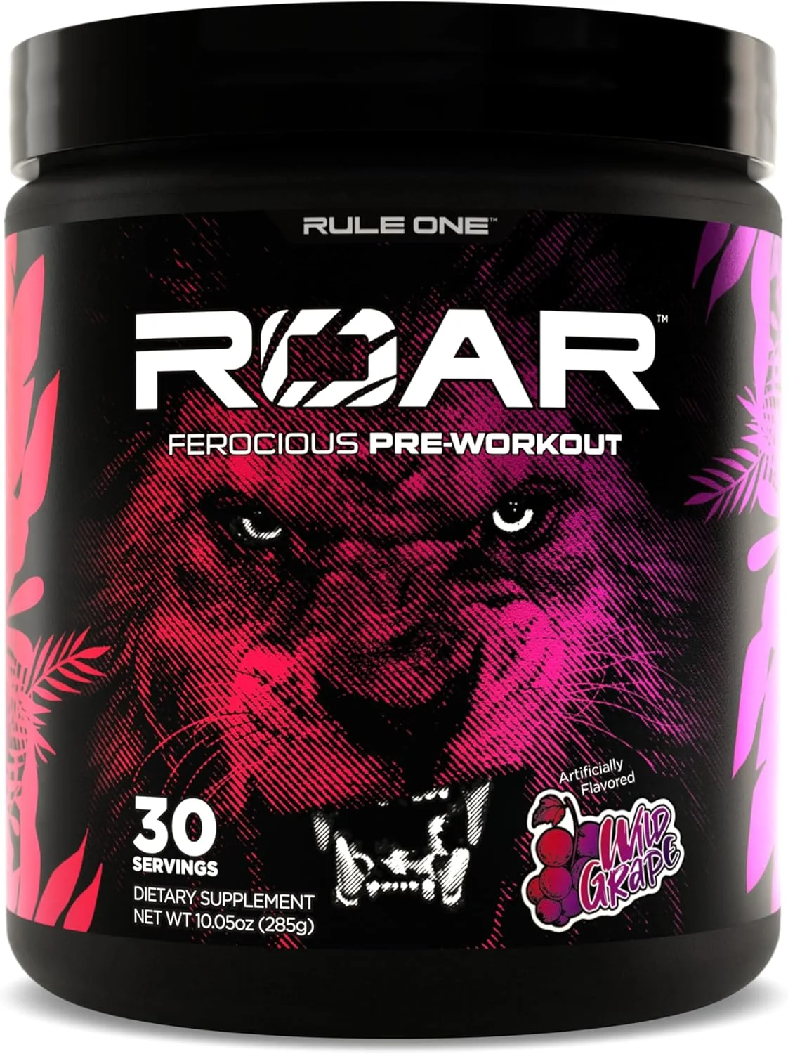 پودر مکمل قبل از تمرین Rule 1 Roar Ferocious | حاوی کراتین، بتا آلانین، سیترولین، الکترولیت ها و کافئین | طعم انگور وحشی | 30 سروینگ