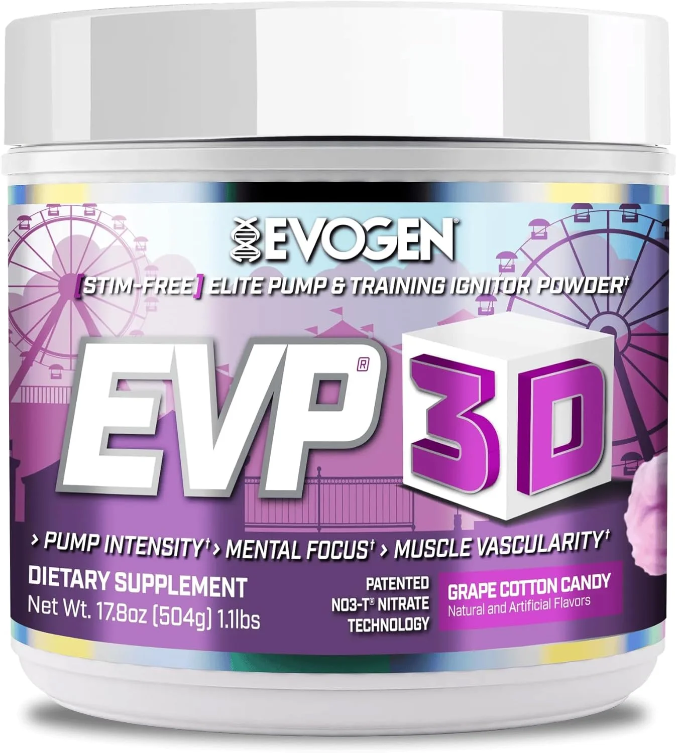 مکمل پمپ قبل از تمرین بدون محرک اووژن نوتریشن EVP 3D | آرژنین نیترات، بتا آلانین، سیترولین، اکسید نیتریک، 40 سروینگ | انگور پشمک