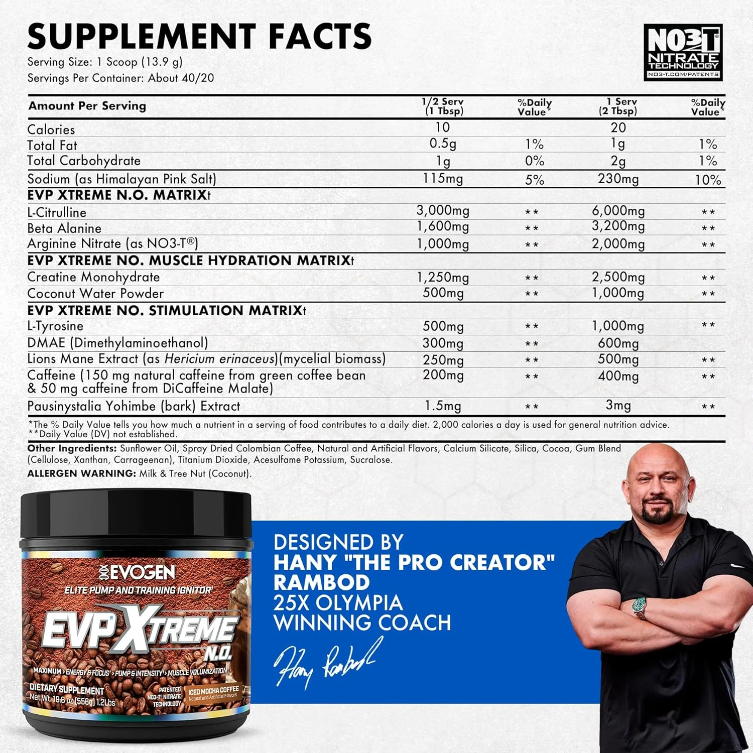 مکمل قبل از تمرین اووجن EVP Xtreme NO | آرژنین نیترات، بتا آلانین، سیترولین، اکسید نیتریک، پمپ | طعم قهوه موکا یخی | 40 سروینگ مکمل قبل از تمرین اووجن EVP Xtreme NO | آرژنین نیترات، بتا آلانین، سیترولین، اکسید نیتریک، پمپ | طعم قهوه موکا یخی | 40 سروینگ