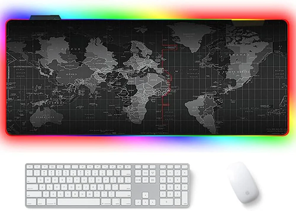 ماوس پد گیمینگ RGB JJONE، ماوس پد بزرگ نرم LED، پد صفحه کلید کامپیوتر با پایه لاستیکی ضد لغزش (B1-80*30cm)