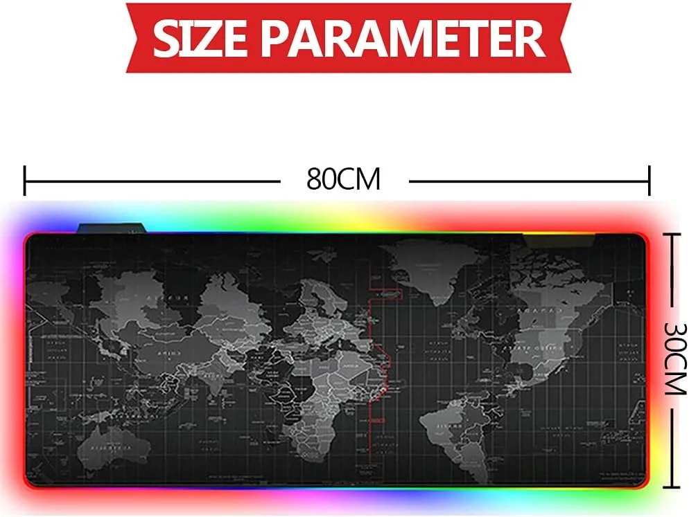 ماوس پد گیمینگ RGB JJONE، ماوس پد بزرگ نرم LED، پد صفحه کلید کامپیوتر با پایه لاستیکی ضد لغزش (B1-80*30cm)