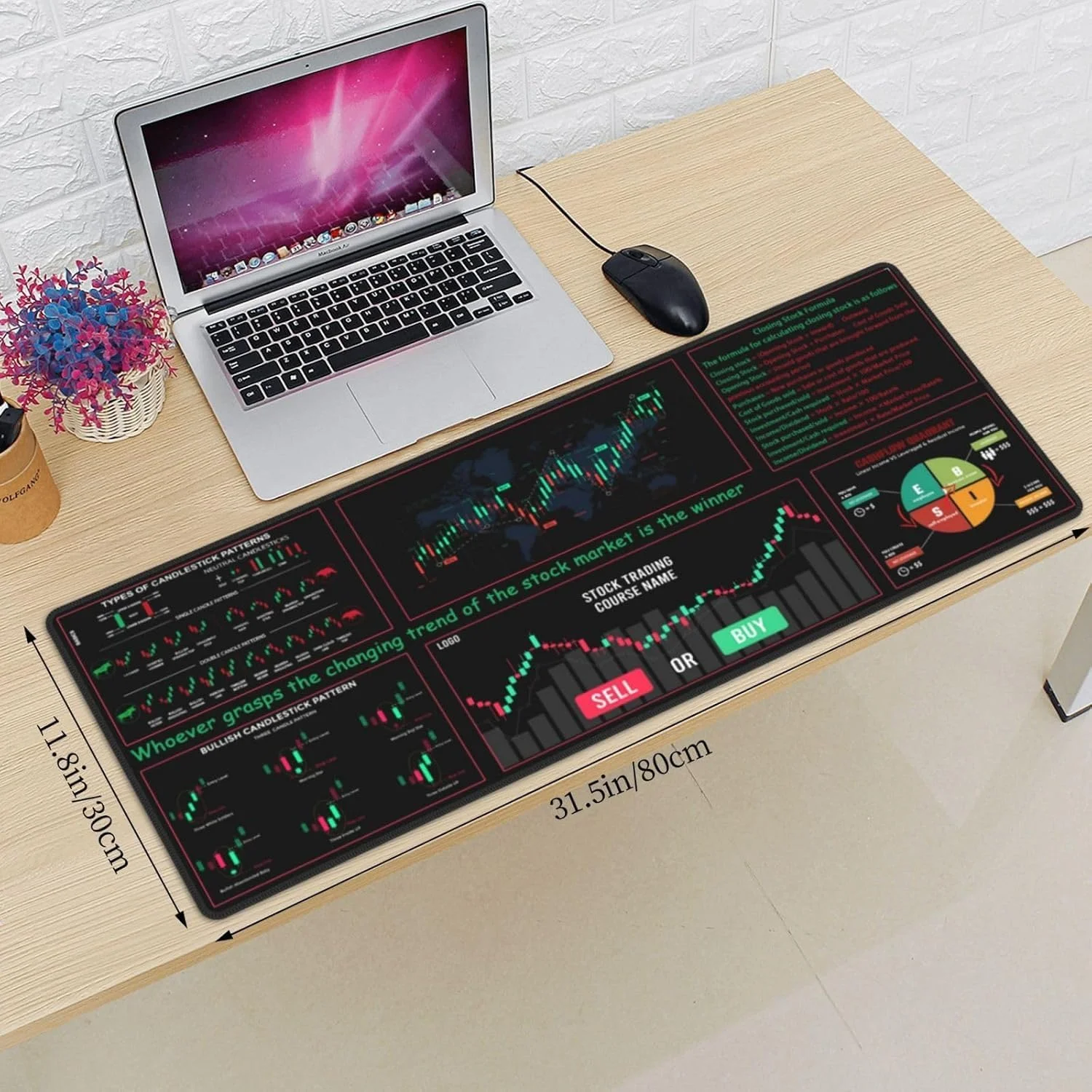 پد ماوس بازار سهام، هدایای مالی برای معامله گر روزانه سرمایه گذار ارز دیجیتال، پد ماوس صفحه کلید بازی اوراق بهادار مالی برای دفتر کار خانگی، هدایای قدردانی از کارمندان (80x30 سانتی متر)