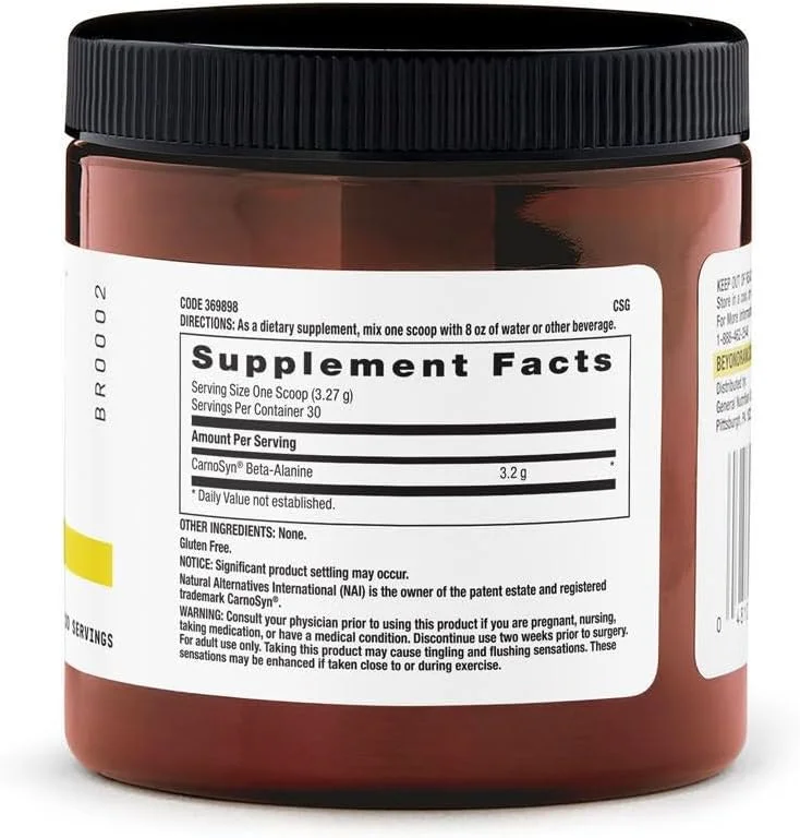 پودر بتا آلانین BEYOND RAW Chemistry Labs | افزایش عملکرد تمرین و کاهش درد عضلانی | 30 سروینگ