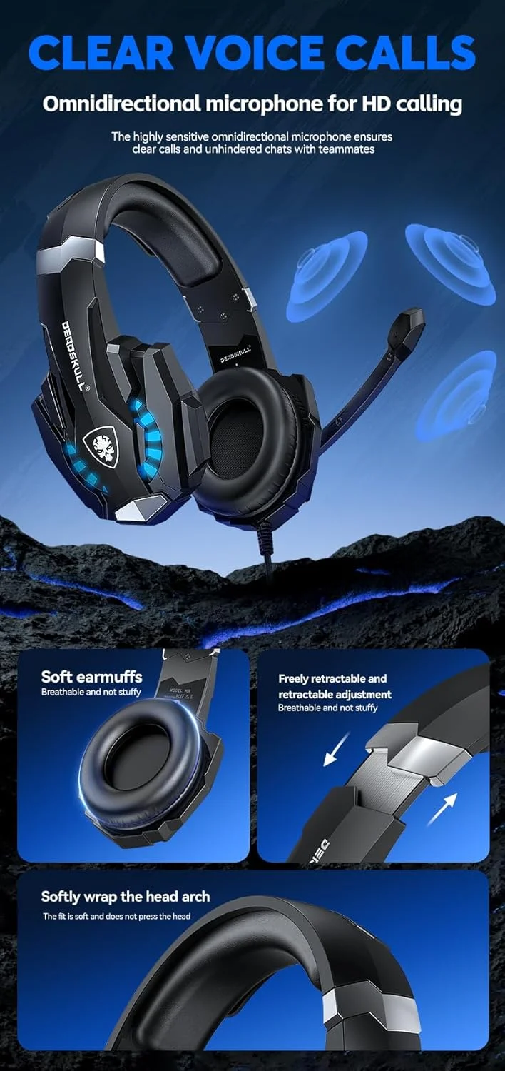 ست ترکیبی گیمینگ 4 در 1 DEADSKULL C880، کیبورد RGB با کنترل نور پس زمینه، ماوس گیمینگ، هدست LED و ماوس پد XL، مشکی