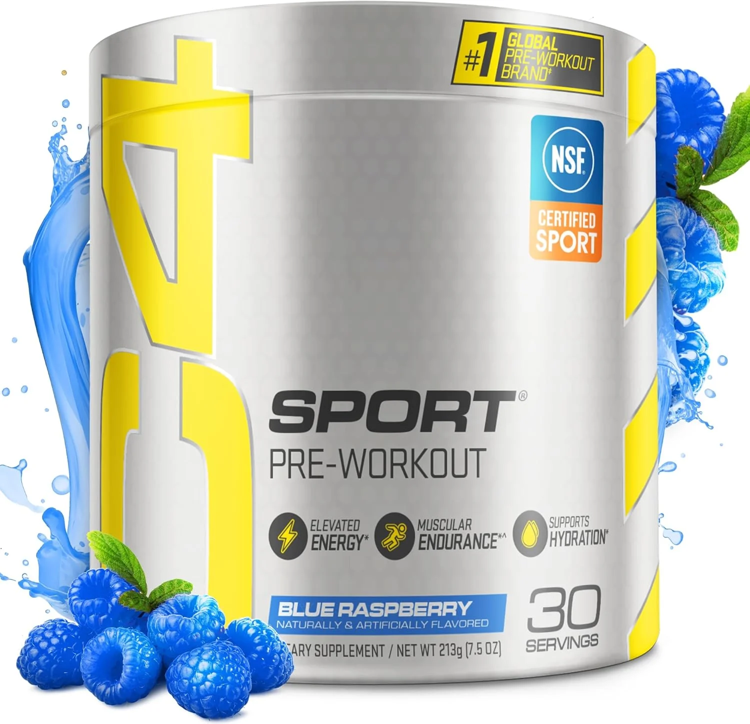 پودر مکمل قبل از تمرین سلکور C4 Sport با طعم تمشک آبی - انرژی قبل از تمرین با 3 گرم کراتین مونوهیدرات + 135 میلی گرم کافئین و ترکیب عملکرد بتا آلانین - دارای گواهی NSF برای ورزش | 30 سروینگ