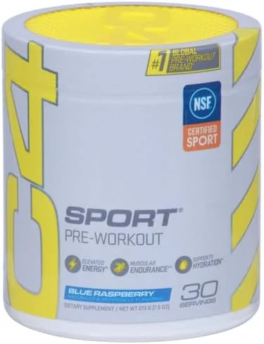 پودر مکمل قبل از تمرین سلکور C4 Sport با طعم تمشک آبی - انرژی قبل از تمرین با 3 گرم کراتین مونوهیدرات + 135 میلی گرم کافئین و ترکیب عملکرد بتا آلانین - دارای گواهی NSF برای ورزش | 30 سروینگ پودر مکمل قبل از تمرین سلکور C4 Sport با طعم تمشک آبی - انرژی قبل از تمرین با 3 گرم کراتین مونوهیدرات + 135 میلی گرم کافئین و ترکیب عملکرد بتا آلانین - دارای گواهی NSF برای ورزش | 30 سروینگ