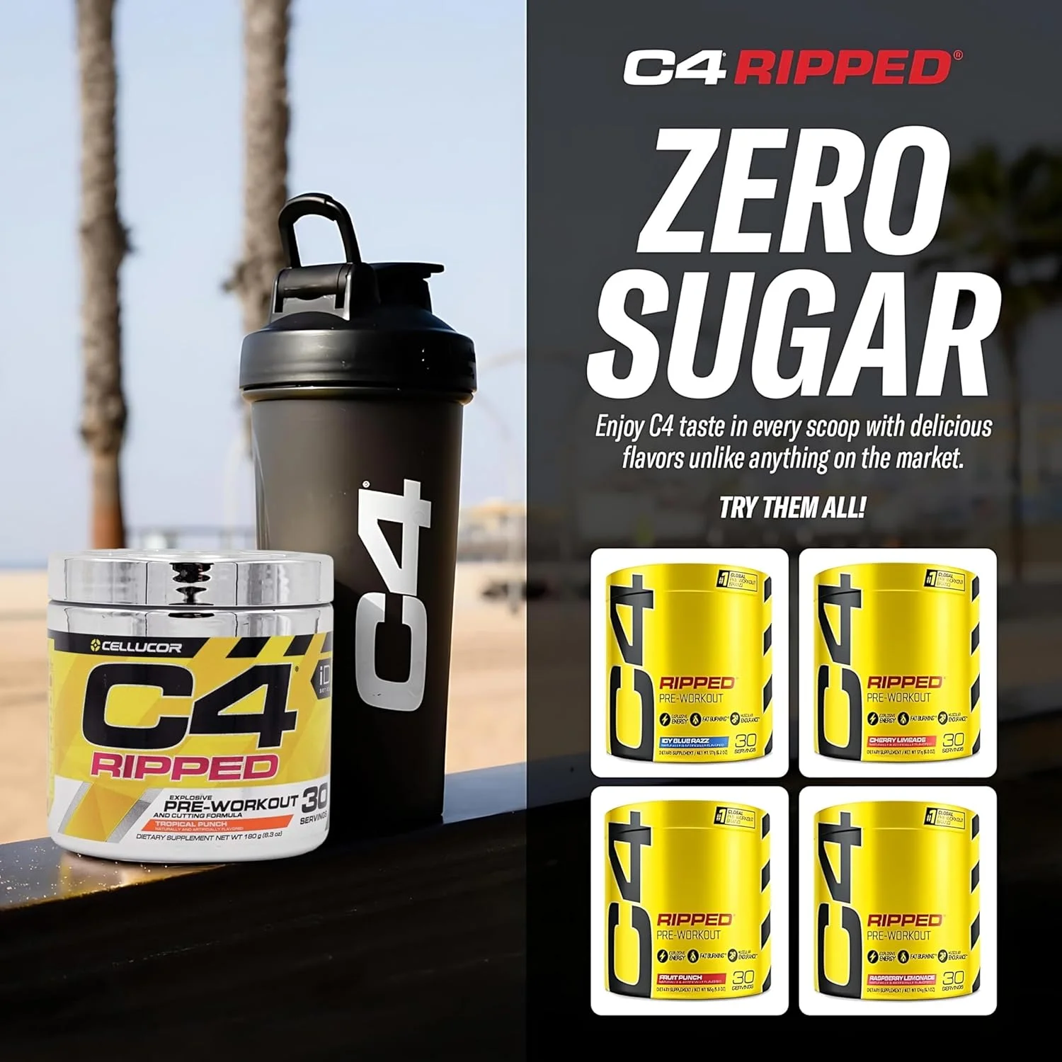 پودر مکمل قبل از تمرین Cellucor C4 Ripped با طعم پانچ استوایی | مکمل انرژی قبل از تمرین بدون کراتین و شکر برای مردان و زنان، 150 میلی گرم کافئین + بتا آلانین، 30 سروینگ (بسته بندی ممکن است متفاوت باشد) پودر مکمل قبل از تمرین Cellucor C4 Ripped با طعم پانچ استوایی | مکمل انرژی قبل از تمرین بدون کراتین و شکر برای مردان و زنان، 150 میلی گرم کافئین + بتا آلانین، 30 سروینگ (بسته بندی ممکن است متفاوت باشد)