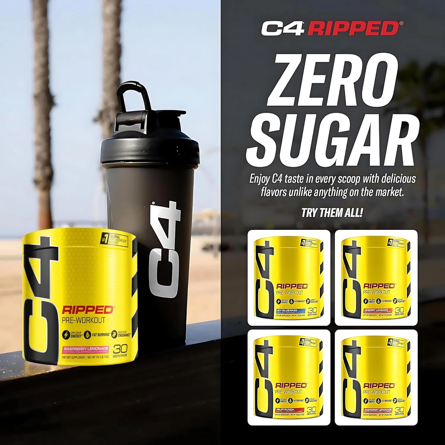 پودر مکمل قبل از تمرین سلکور C4 Ripped با طعم تمشک و لیموناد | بدون کراتین + مکمل انرژی قبل از تمرین بدون شکر برای مردان و زنان | 150 میلی گرم کافئین + بتا آلانین | 30 سروینگ (بسته بندی ممکن است متفاوت باشد) پودر مکمل قبل از تمرین سلکور C4 Ripped با طعم تمشک و لیموناد | بدون کراتین + مکمل انرژی قبل از تمرین بدون شکر برای مردان و زنان | 150 میلی گرم کافئین + بتا آلانین | 30 سروینگ (بسته بندی ممکن است متفاوت باشد)