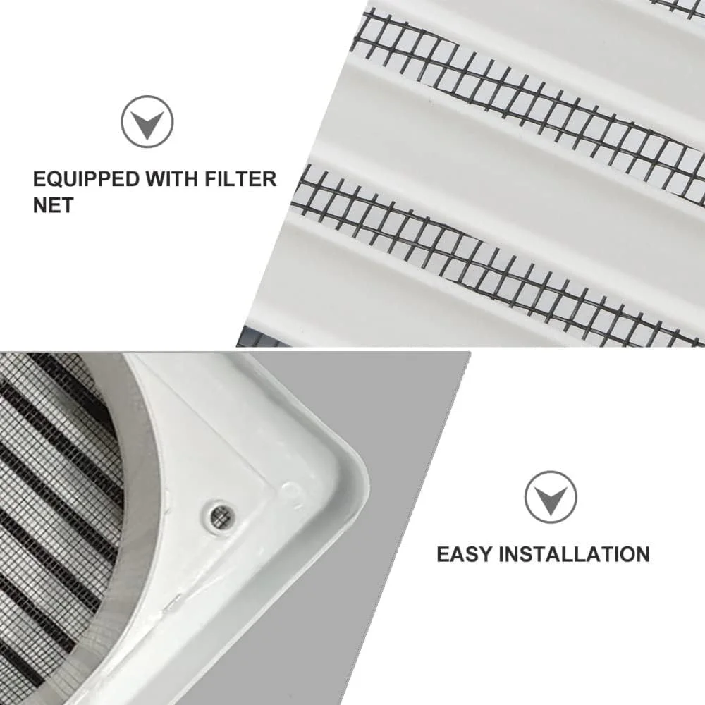 دریچه داخلی 6 اینچی Biella - روکش تهویه سفید با محافظ حشرات، پلاستیک ABS برای آشپزخانه، حمام، اتاق خواب و دفتر