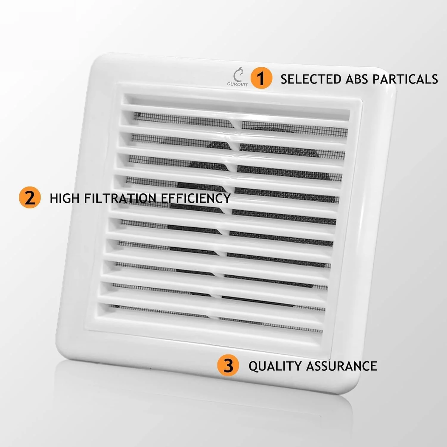 دریچه ثابت PVC بیلا - پوشش تهویه سفید با محافظ حشرات، پلاستیک ABS برای آشپزخانه، حمام، اتاق خواب و دفتر (6 اینچ)