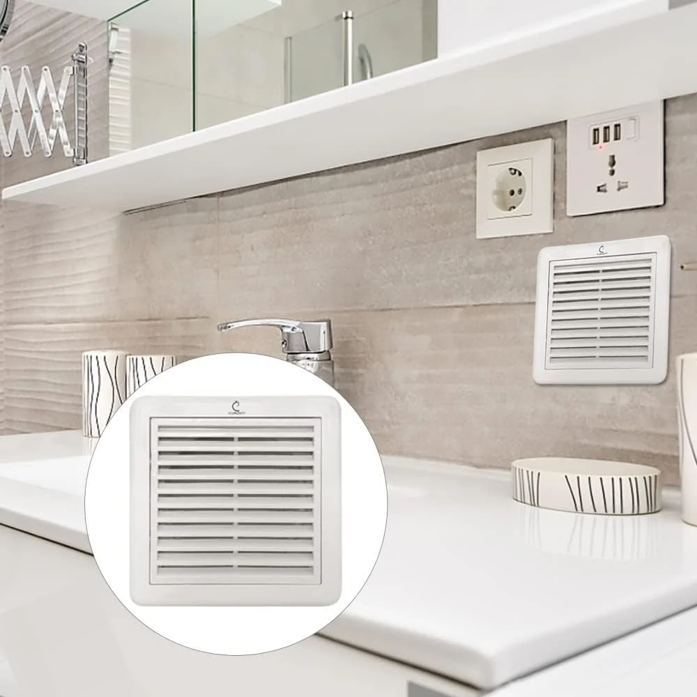 دریچه داخلی 6 اینچی Biella - روکش تهویه سفید با محافظ حشرات، پلاستیک ABS برای آشپزخانه، حمام، اتاق خواب و دفتر