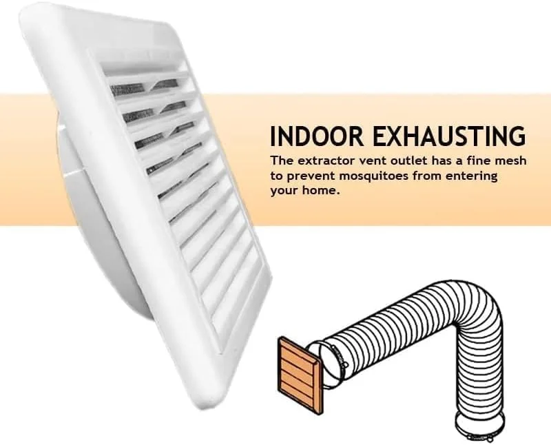 دریچه ثابت PVC بیلا - پوشش تهویه سفید با محافظ حشرات، پلاستیک ABS برای آشپزخانه، حمام، اتاق خواب و دفتر (6 اینچ)