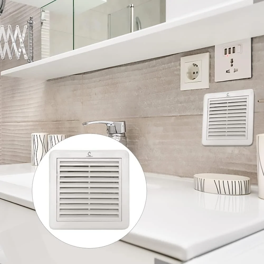 دریچه ثابت PVC بیلا - پوشش تهویه سفید با محافظ حشرات، پلاستیک ABS برای آشپزخانه، حمام، اتاق خواب و دفتر (6 اینچ)