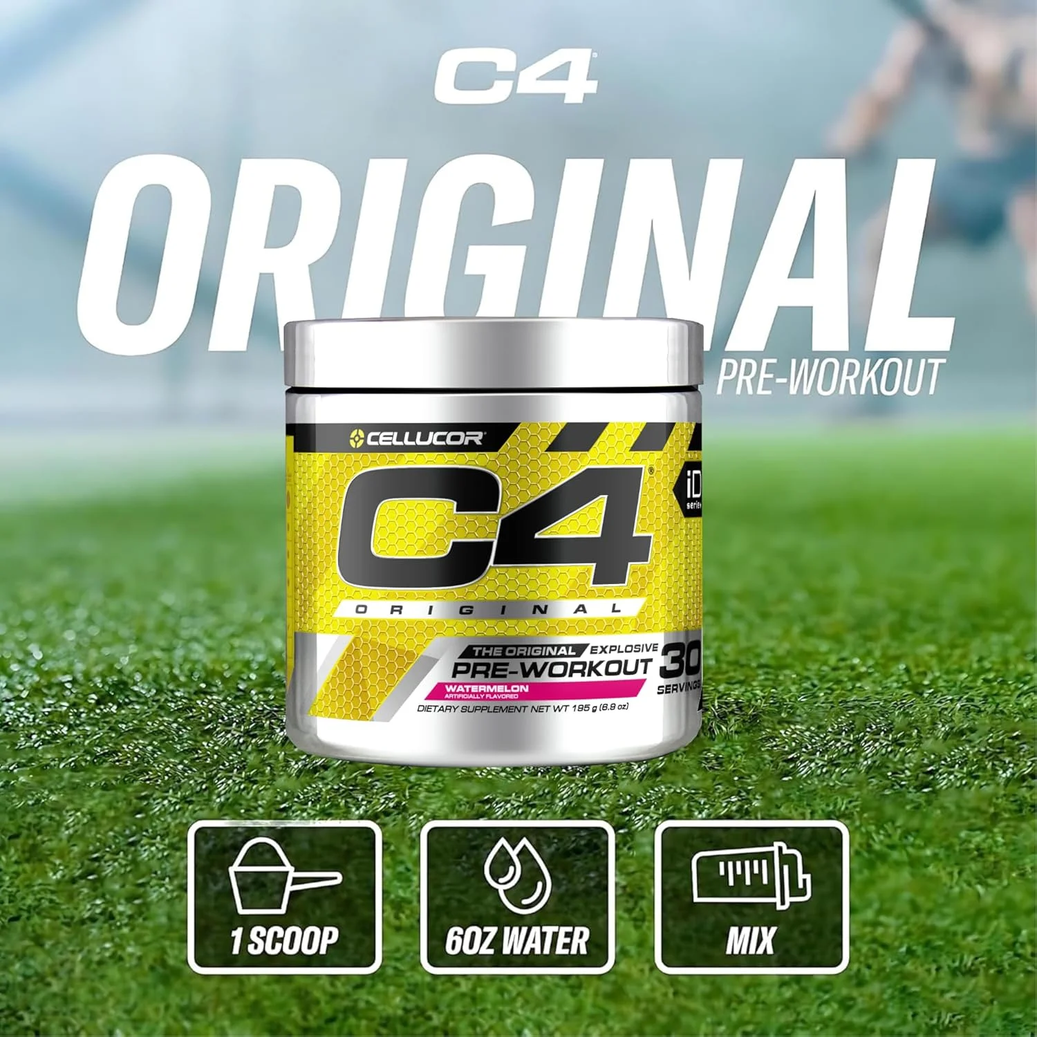 پودر پیش تمرینی Cellucor C4 Original، نوشیدنی بدون قند برای مردان و زنان با 200 میلی گرم کافئین و 2 گرم CarnoSyn Beta-Alanine برای انرژی، تمرکز و پشتیبانی از عملکرد، طعم هندوانه، 30 سروینگ پودر پیش تمرینی Cellucor C4 Original، نوشیدنی بدون قند برای مردان و زنان با 200 میلی گرم کافئین و 2 گرم CarnoSyn Beta-Alanine برای انرژی، تمرکز و پشتیبانی از عملکرد، طعم هندوانه، 30 سروینگ