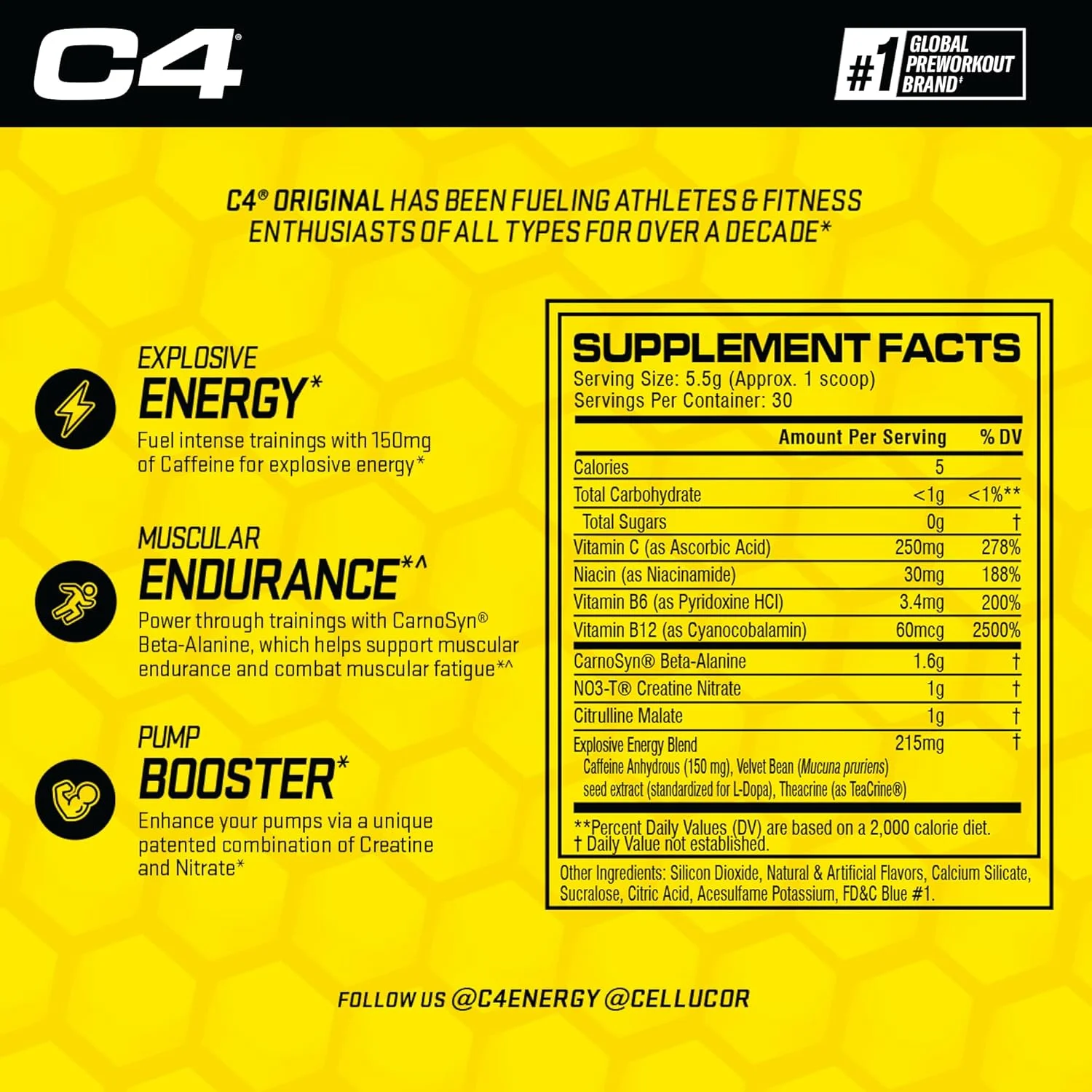 پودر مکمل قبل از تمرین Cellucor C4 Original با طعم Frozen Bombsicle، بدون شکر، انرژی زا برای مردان و زنان، 150 میلی گرم کافئین + بتا آلانین + کراتین - 30 سروینگ (بسته بندی ممکن است متفاوت باشد) پودر مکمل قبل از تمرین Cellucor C4 Original با طعم Frozen Bombsicle، بدون شکر، انرژی زا برای مردان و زنان، 150 میلی گرم کافئین + بتا آلانین + کراتین - 30 سروینگ (بسته بندی ممکن است متفاوت باشد)
