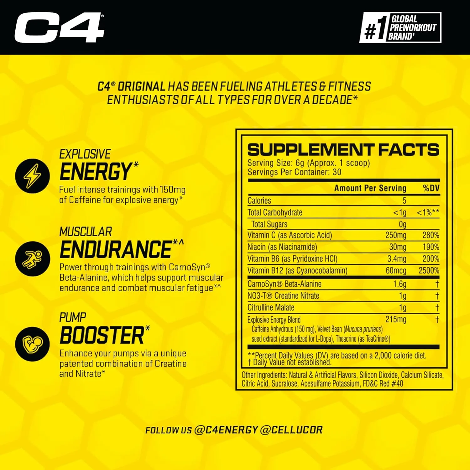 پودر مکمل قبل از تمرین انرژی زا Cellucor C4 برای مردان و زنان - پانچ میوه - 30 سروینگ (بسته بندی ممکن است متفاوت باشد) پودر مکمل قبل از تمرین انرژی زا Cellucor C4 برای مردان و زنان - پانچ میوه - 30 سروینگ (بسته بندی ممکن است متفاوت باشد)