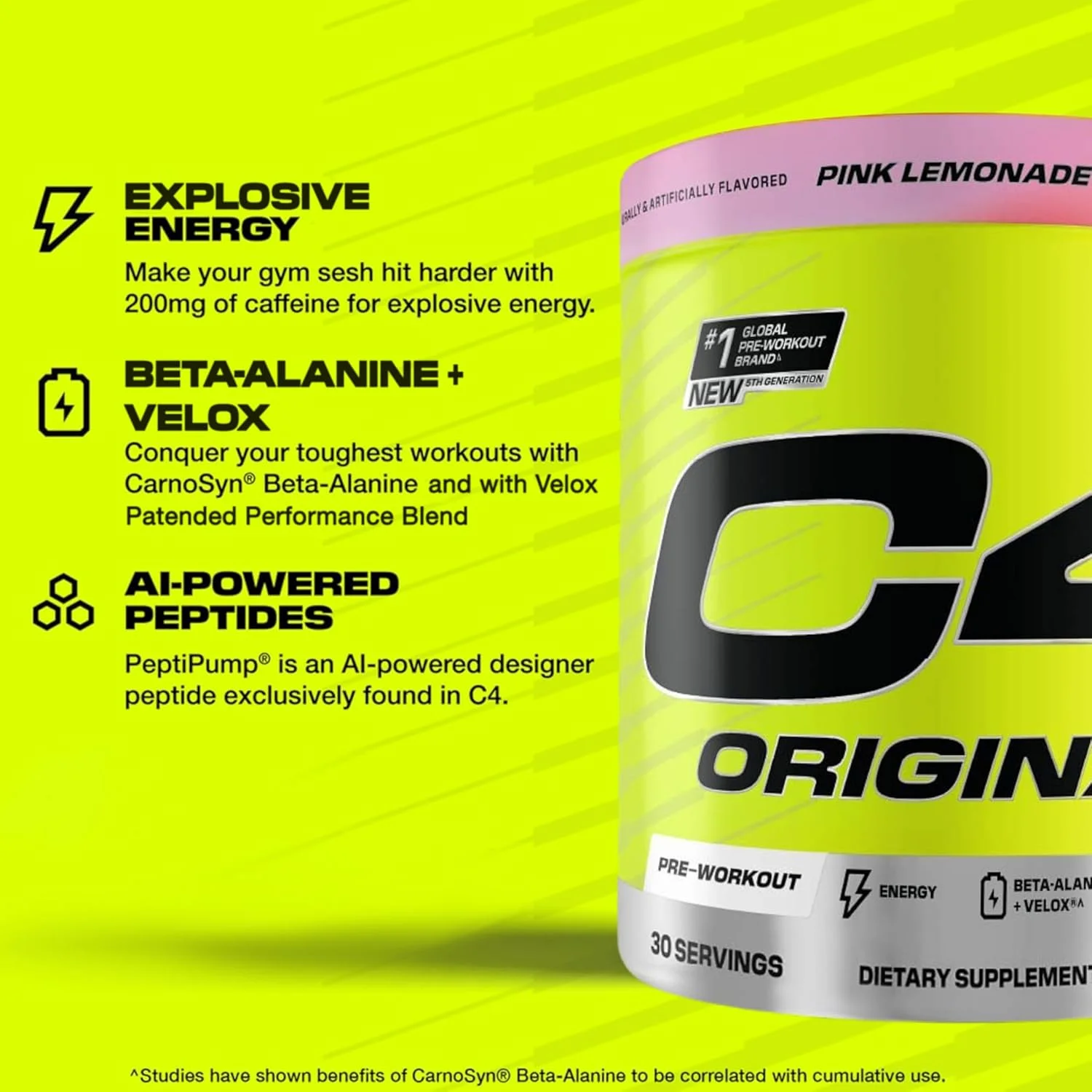 پودر انرژی زا قبل از تمرین C4 Original Cellucor برای مردان و زنان - با کراتین، کافئین، تقویت کننده اکسید نیتریک، سیترولین و بتا آلانین - لیموناد صورتی - 30 سروینگ (بسته بندی ممکن است متفاوت باشد) پودر انرژی زا قبل از تمرین C4 Original Cellucor برای مردان و زنان - با کراتین، کافئین، تقویت کننده اکسید نیتریک، سیترولین و بتا آلانین - لیموناد صورتی - 30 سروینگ (بسته بندی ممکن است متفاوت باشد)
