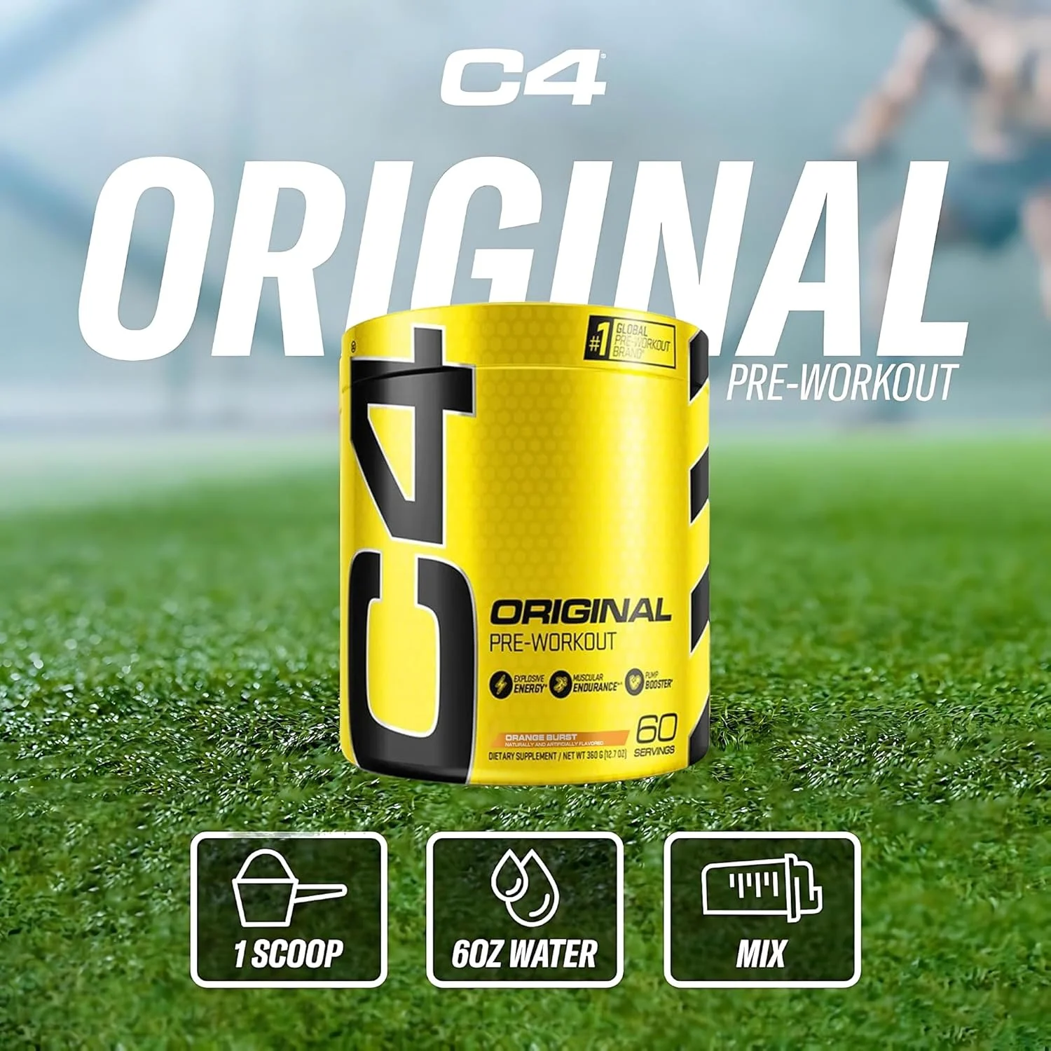 پودر مکمل قبل از تمرین مردان و زنان Cellucor C4 Original، انرژی، استقامت و تمرکز با کراتین، بتا آلانین، سیترولین، کافئین و تقویت کننده نیتریک اکسید، طعم پرتقال، 50 سروینگ پودر مکمل قبل از تمرین مردان و زنان Cellucor C4 Original، انرژی، استقامت و تمرکز با کراتین، بتا آلانین، سیترولین، کافئین و تقویت کننده نیتریک اکسید، طعم پرتقال، 50 سروینگ