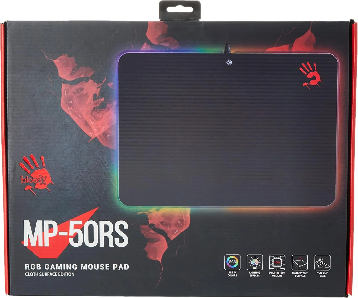 پد ماوس گیمینگ RGB بلودی مدل Mp-50Rs، دکمه سوئیچ LED، سطح فوق العاده صاف، پایه لاستیکی ضد لغزش، کابل بافته شده، سطح پارچه ای ضد آب مناسب برای ویندوز Xp / Vista / Windows 7 / Windows8 / 8.1 / 10