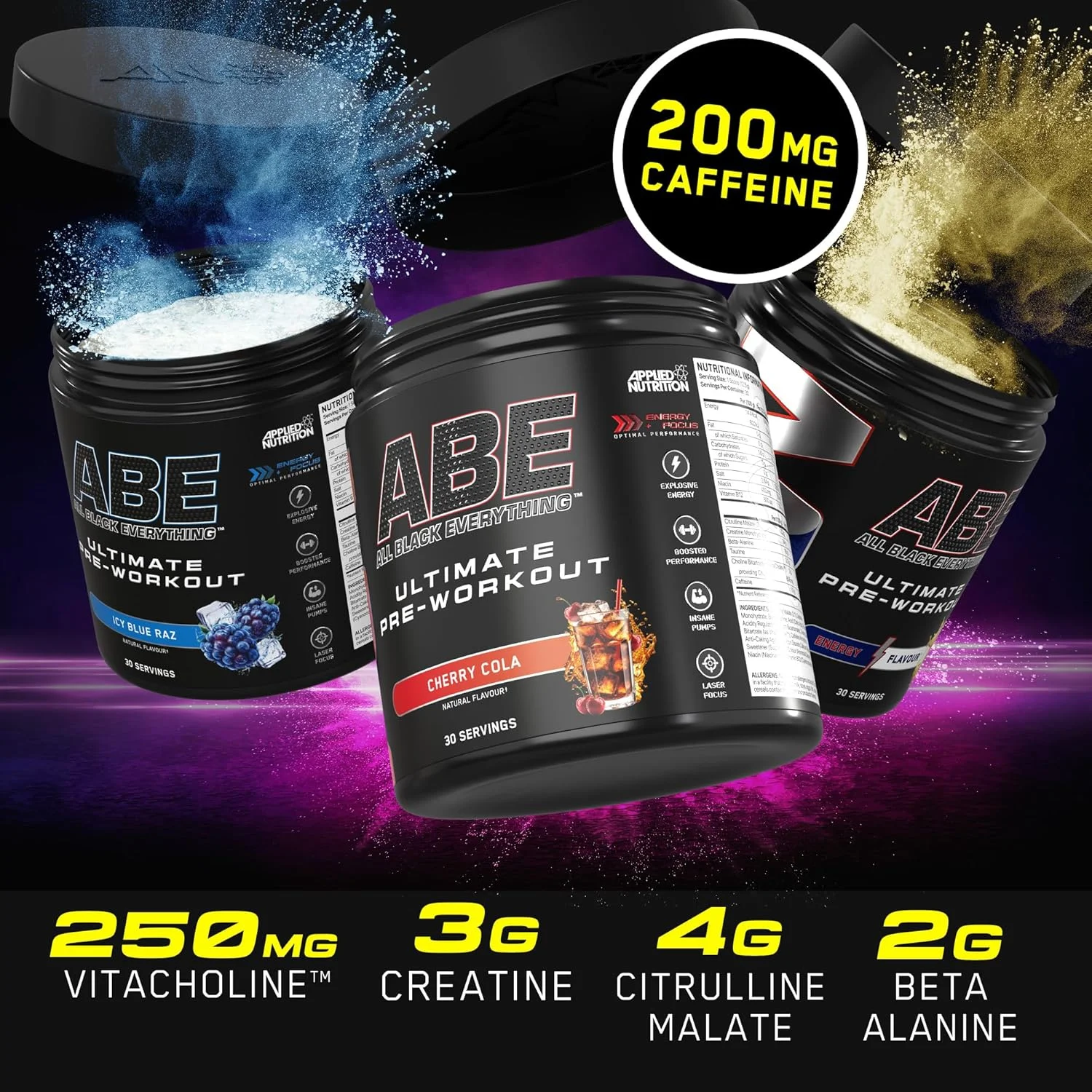 مکمل قبل از تمرین Applied Nutrition ABE - پودر قبل از تمرین All Black Everything، انرژی و عملکرد فیزیکی با سیترولین، کراتین، بتا آلانین (375 گرم - 30 سروینگ) (Cherry Cola) مکمل قبل از تمرین Applied Nutrition ABE - پودر قبل از تمرین All Black Everything، انرژی و عملکرد فیزیکی با سیترولین، کراتین، بتا آلانین (375 گرم - 30 سروینگ) (Cherry Cola)