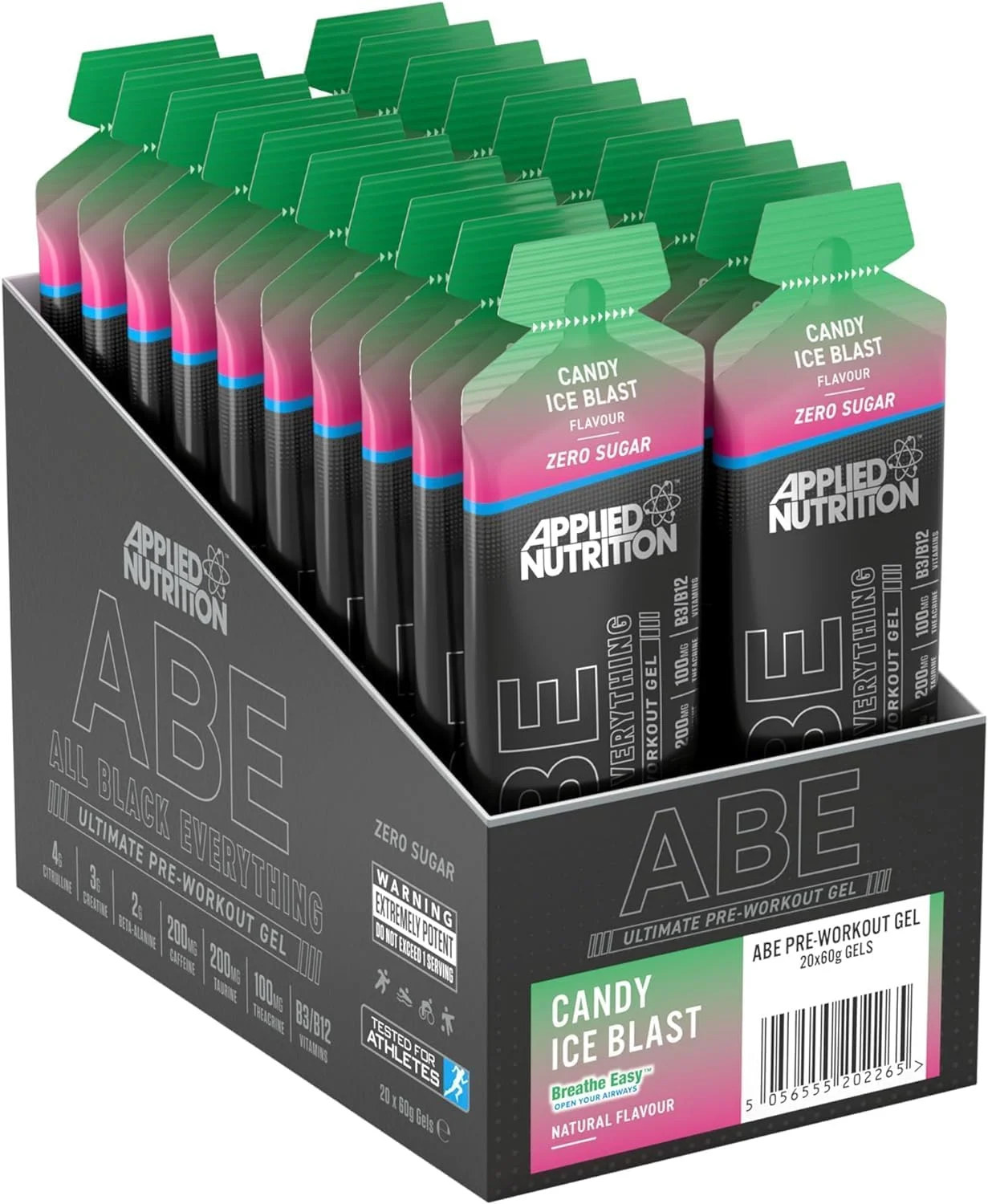 ژل قبل از تمرین ABE Applied Nutrition - ژل قبل از تمرین All Black Everything، انرژی و عملکرد فیزیکی با سیترولین، کراتین، بتا آلانین (20 عدد ژل 60 میلی لیتری) (Candy Ice Blast) ژل قبل از تمرین ABE Applied Nutrition - ژل قبل از تمرین All Black Everything، انرژی و عملکرد فیزیکی با سیترولین، کراتین، بتا آلانین (20 عدد ژل 60 میلی لیتری) (Candy Ice Blast)