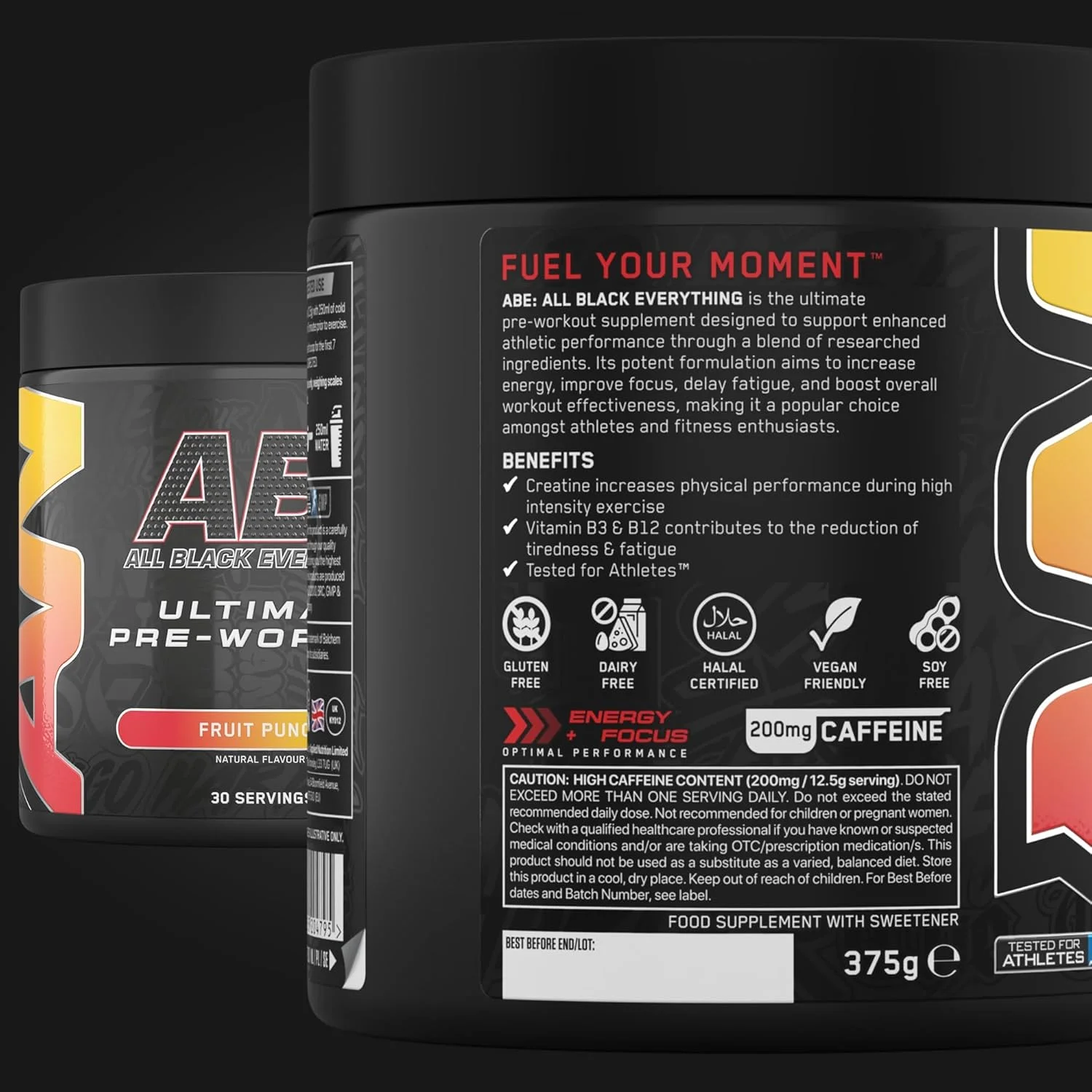 بسته تغذیه کاربردی ABE قبل از تمرین 375 گرم + شیکر مشکی ABE 700 میلی لیتر | پودر قبل از تمرین All Black Everything، نوشیدنی انرژی زا، عملکرد فیزیکی، کراتین، بتا آلانین، کافئین (پانچ میوه) بسته تغذیه کاربردی ABE قبل از تمرین 375 گرم + شیکر مشکی ABE 700 میلی لیتر | پودر قبل از تمرین All Black Everything، نوشیدنی انرژی زا، عملکرد فیزیکی، کراتین، بتا آلانین، کافئین (پانچ میوه)