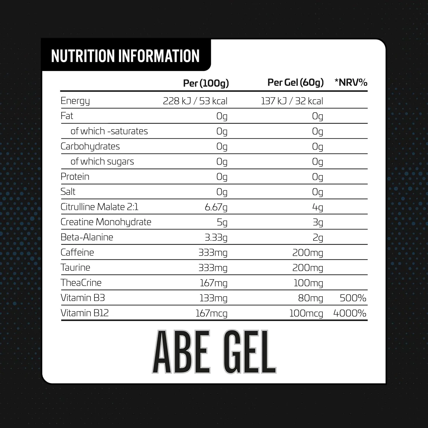 ژل قبل از تمرین ABE Applied Nutrition - ژل قبل از تمرین All Black Everything، انرژی و عملکرد فیزیکی با سیترولین، کراتین، بتا آلانین (20 عدد ژل 60 میلی لیتری) (Candy Ice Blast) ژل قبل از تمرین ABE Applied Nutrition - ژل قبل از تمرین All Black Everything، انرژی و عملکرد فیزیکی با سیترولین، کراتین، بتا آلانین (20 عدد ژل 60 میلی لیتری) (Candy Ice Blast)