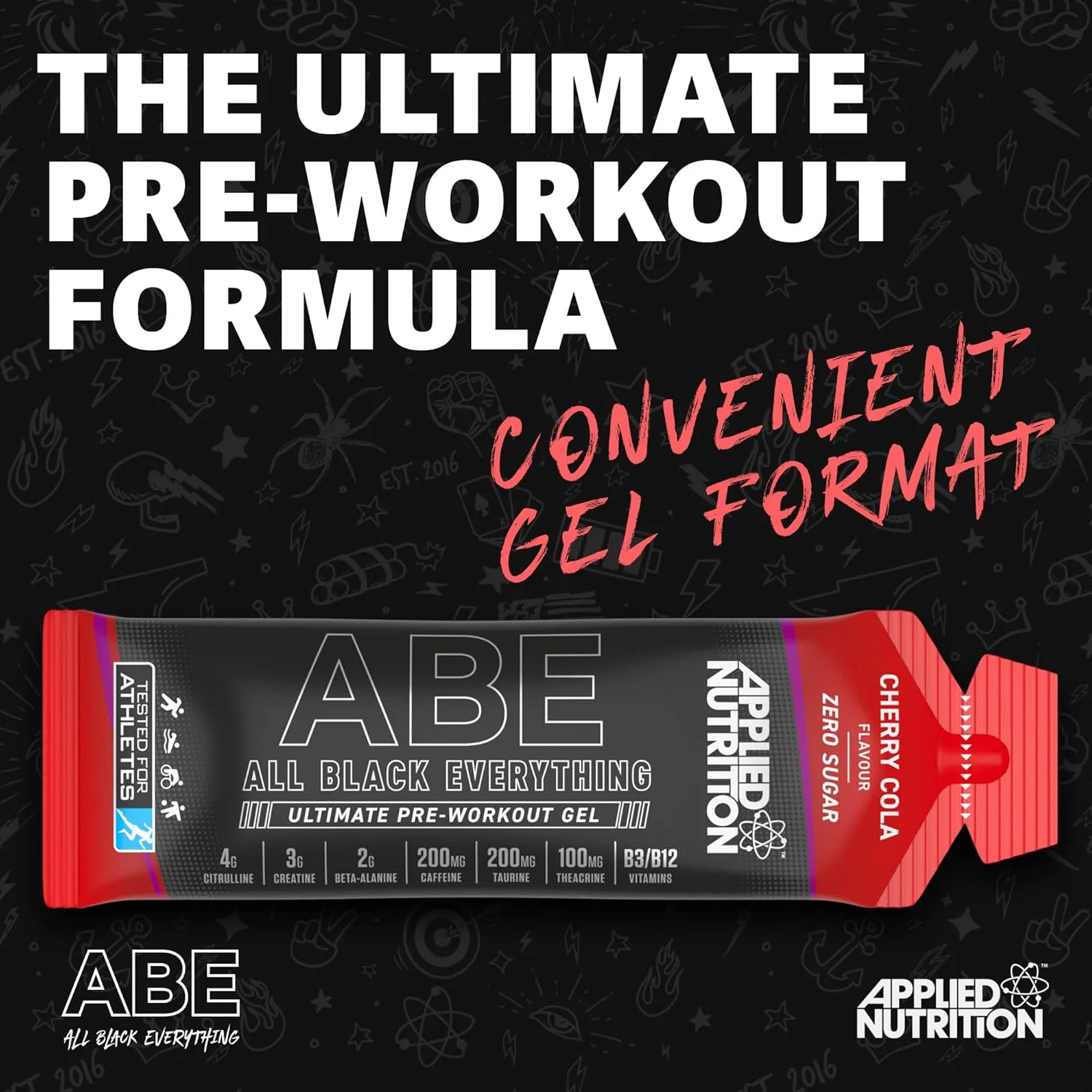 ژل قبل از تمرین ABE Applied Nutrition - ژل قبل از تمرین All Black Everything، انرژی و عملکرد فیزیکی با سیترولین، کراتین، بتا آلانین (20 عدد ژل 60 میلی لیتری) (Tropical Vibes) ژل قبل از تمرین ABE Applied Nutrition - ژل قبل از تمرین All Black Everything، انرژی و عملکرد فیزیکی با سیترولین، کراتین، بتا آلانین (20 عدد ژل 60 میلی لیتری) (Tropical Vibes)