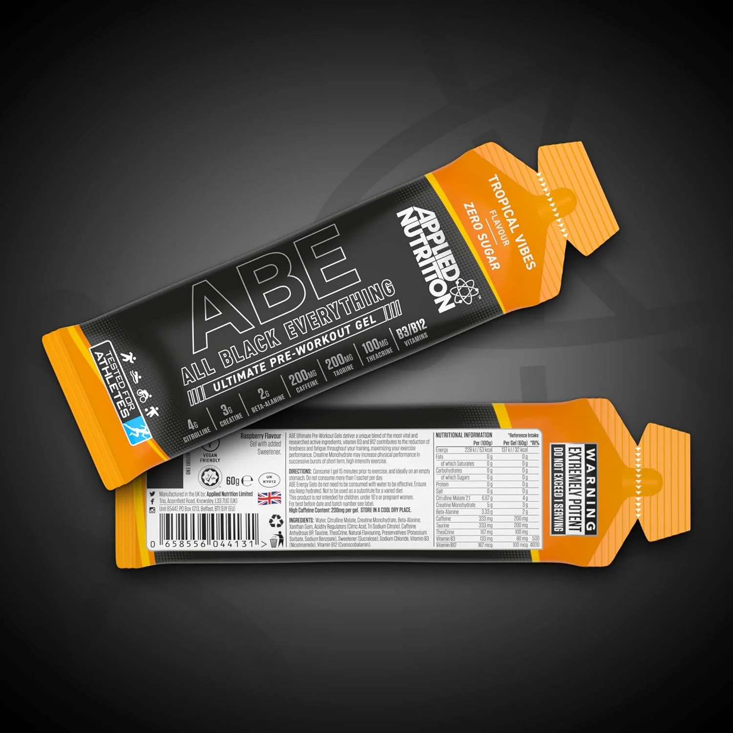 ژل قبل از تمرین ABE Applied Nutrition - ژل قبل از تمرین All Black Everything، انرژی و عملکرد فیزیکی با سیترولین، کراتین، بتا آلانین (20 عدد ژل 60 میلی لیتری) (Tropical Vibes) ژل قبل از تمرین ABE Applied Nutrition - ژل قبل از تمرین All Black Everything، انرژی و عملکرد فیزیکی با سیترولین، کراتین، بتا آلانین (20 عدد ژل 60 میلی لیتری) (Tropical Vibes)