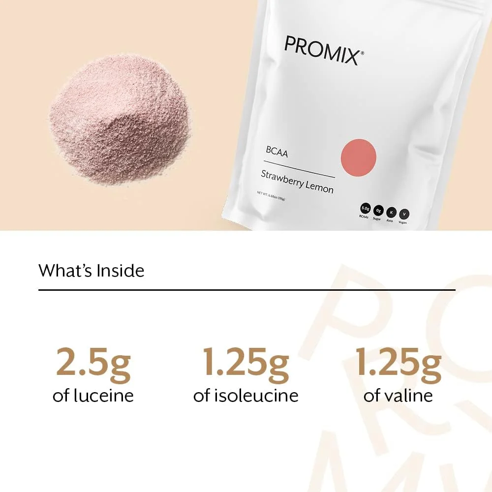 پودر انرژی بعد از تمرین Promix BCAA - 5 گرم BCAA میکرونیزه، بدون شکر، گیاهی، وگان، کتو - لیمو توت فرنگی - 30 سروینگ (بسته 1 عددی) پودر انرژی بعد از تمرین Promix BCAA - 5 گرم BCAA میکرونیزه، بدون شکر، گیاهی، وگان، کتو - لیمو توت فرنگی - 30 سروینگ (بسته 1 عددی)