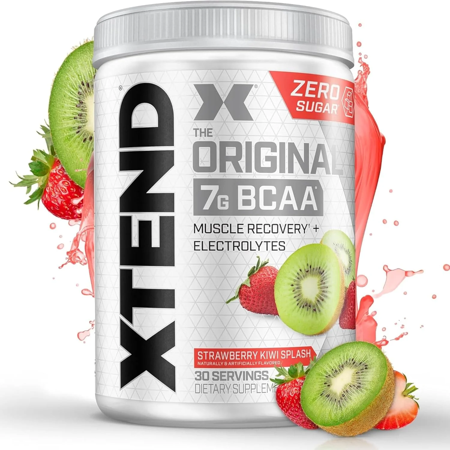 پودر BCAA اورجینال XTEND با طعم توت فرنگی کیوی | بدون کالری، بدون کربوهیدرات، بدون شکر - نوشیدنی ریکاوری عضلات بعد از تمرین با آمینو اسیدها - 7 گرم BCAA برای مردان و زنان | 30 سروینگ